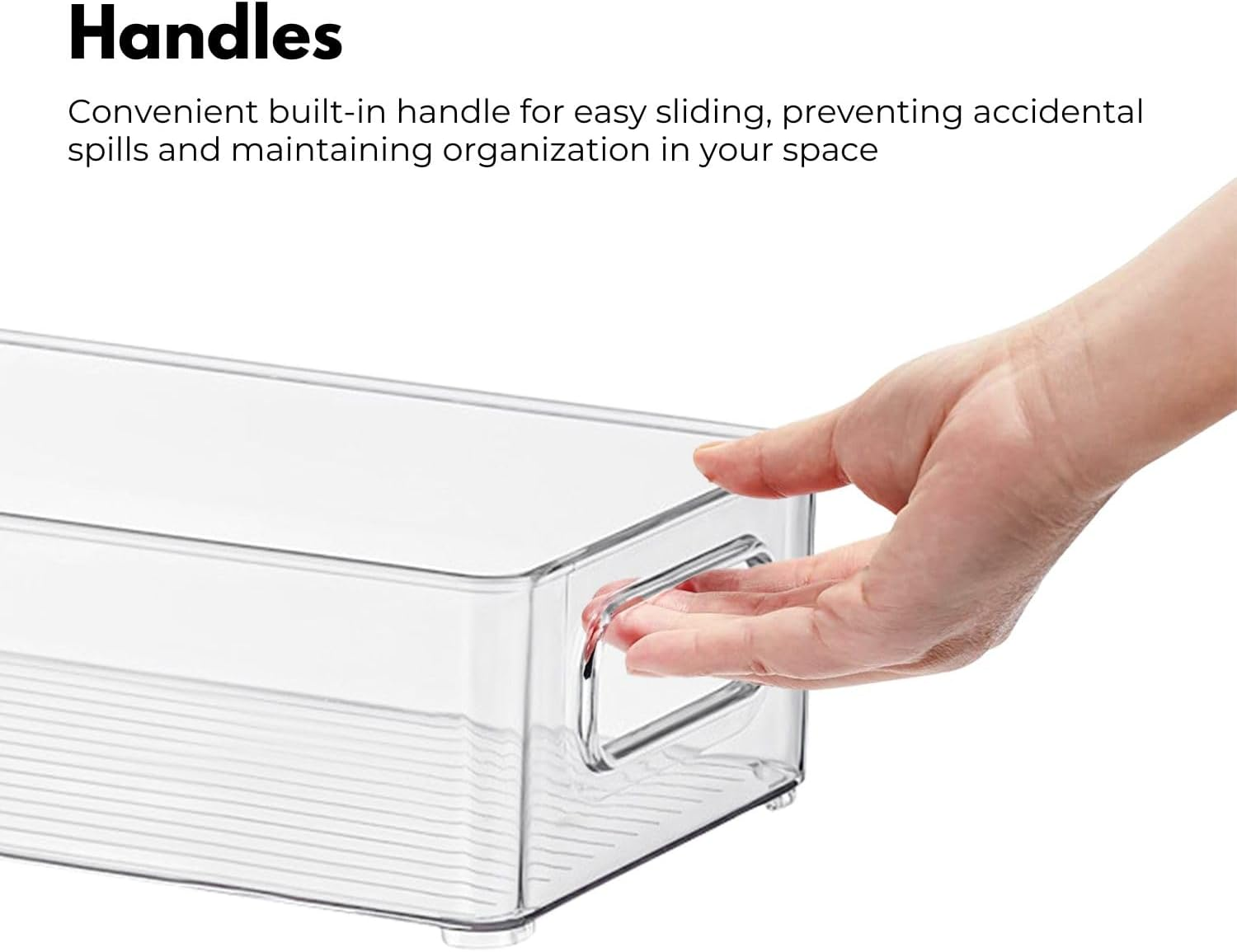 Gominimo Set of 8 Clear Fridge Food Storage Containers, Effortless Pull-Out Design, Secure Stacking, Versatile Placement, Transparent Design image number 1