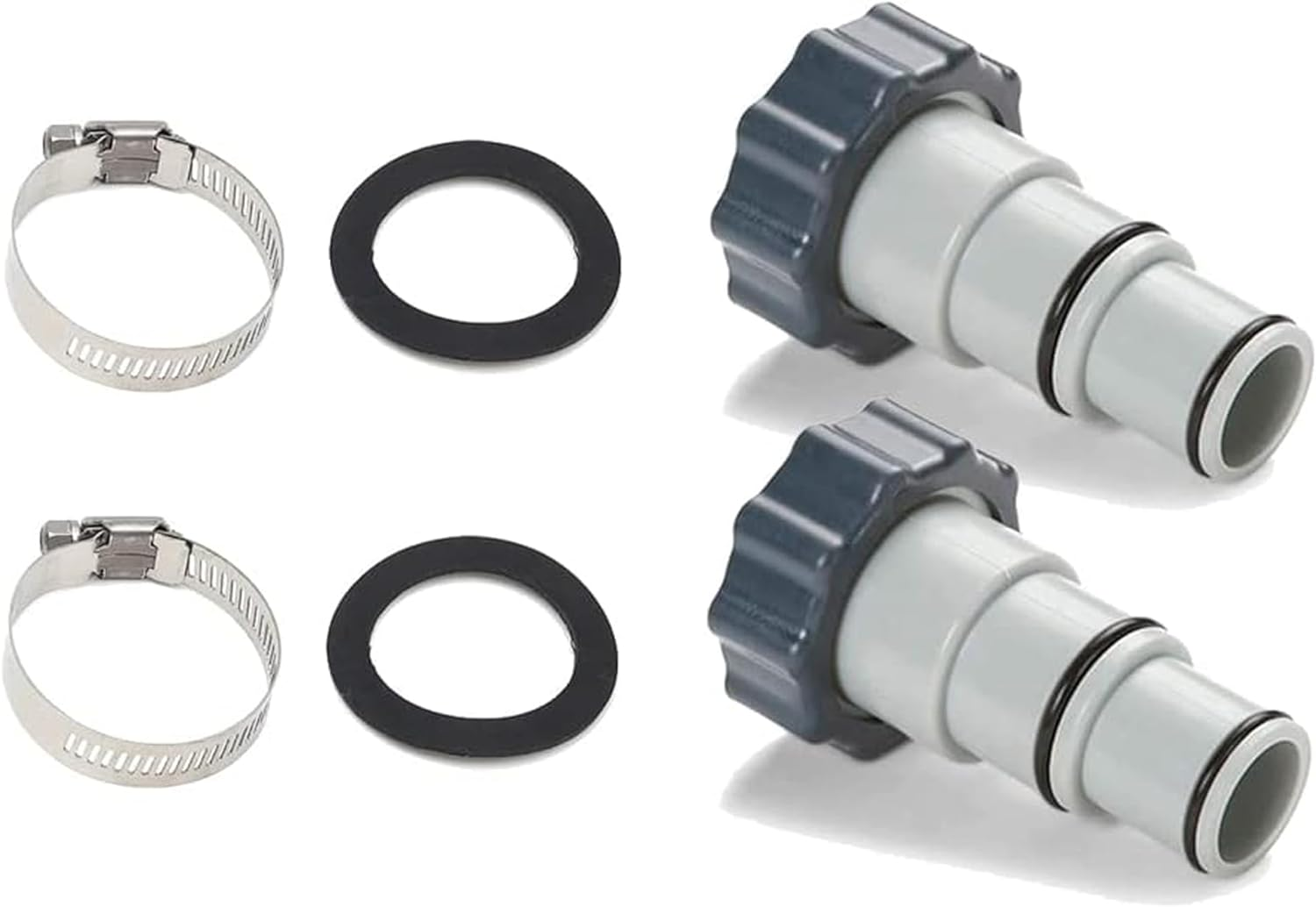 2-Pack Replacement Threaded to Clamp Style Hose Adapter for Intex Pool Sets with 1.5 and 1.25-Inch Hoses - Fits Filter Pumps, Chlorine Generators and Salt Systems with Threaded Hose Connections image number 4