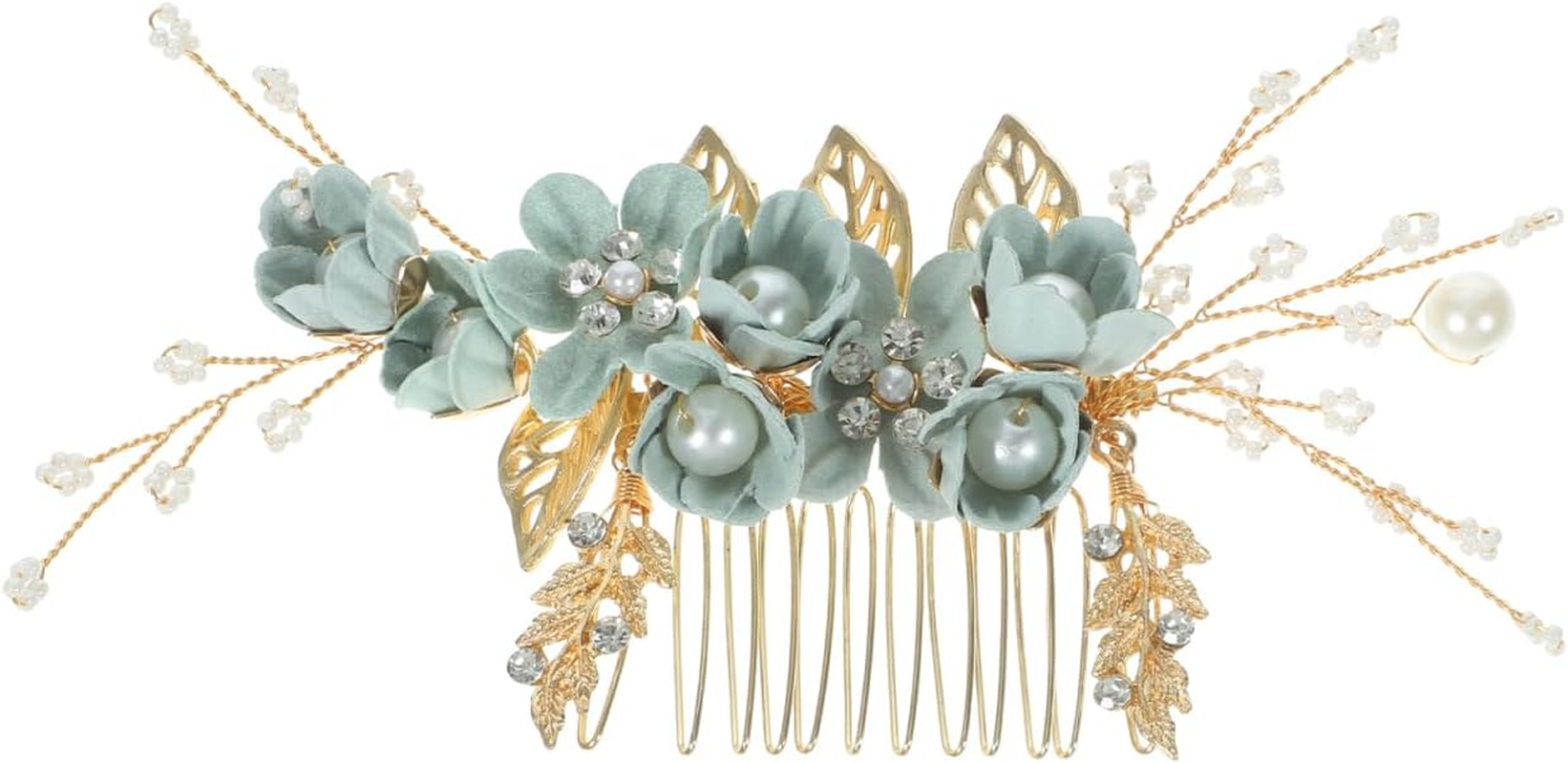 Hemobllo Side Hair Clips with Flowers for the Bride: Alloy Headpiece with Rhinestones and Flowers for Wedding Brides Hair Comb Wedding Prom Birthday Party image number 6