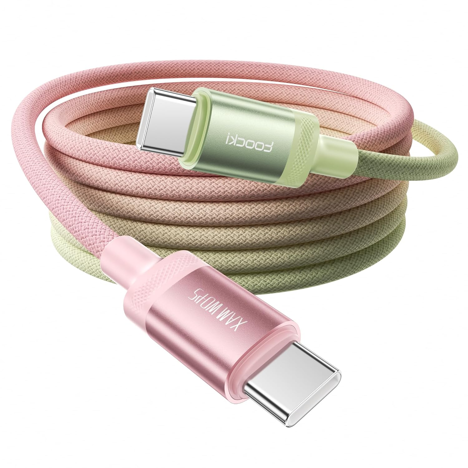 Toocki USB C Cable 2M PD 240W Green and Pink Gradient, 480Mbps Transmission, Braid Fast Charging Cord Compatible with Iphone 17/Galaxy S25/Laptops image number 3