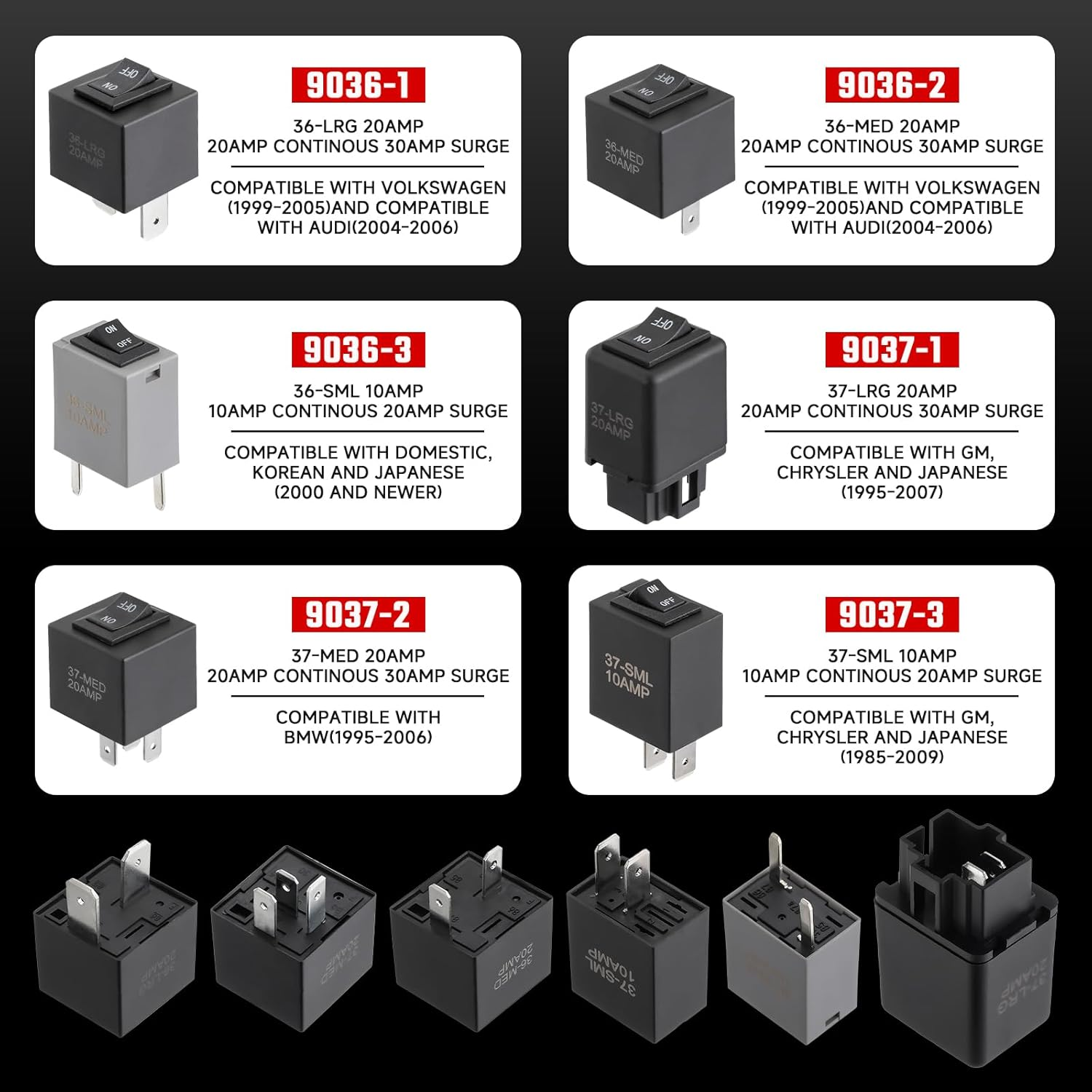 ISINFLASH Fuel Pump Relay Bypass Master Kit, Relay Tester Diagnostic Scan Tool Relay Bypass Switch Kit Replaces 9036 9037 9038 Pack of 6 image number 5
