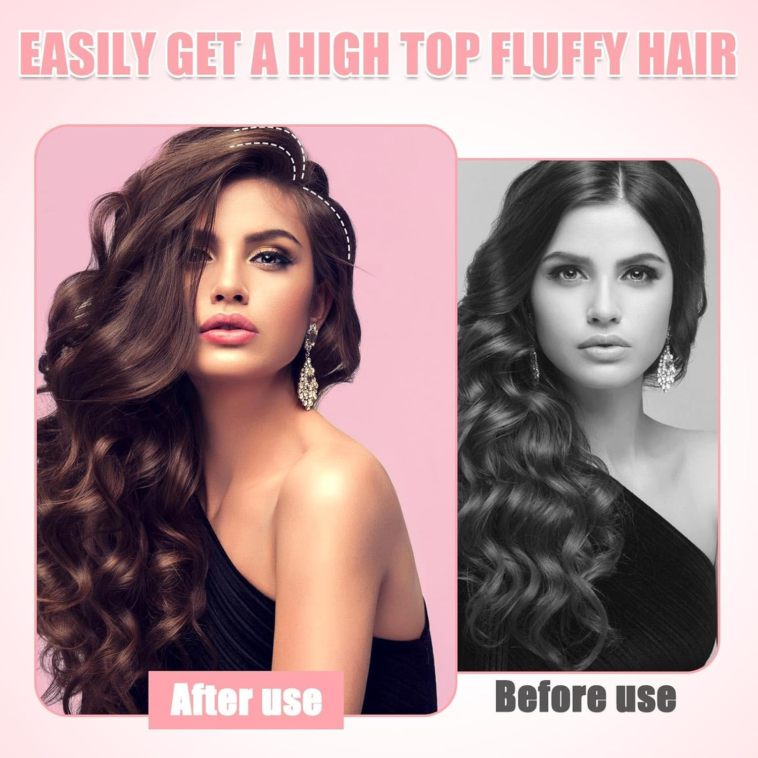 2Pcs Wind Shaping Styling Comb, Instant Hair Root Lifting Clips,Volumizing Hair Root Lifting Combs Set,Wind Shaping Styling Comb for Fluffy Bangs,High Skull Artifact No Trace Hair Clip (Rose Red) - Pink image number 5