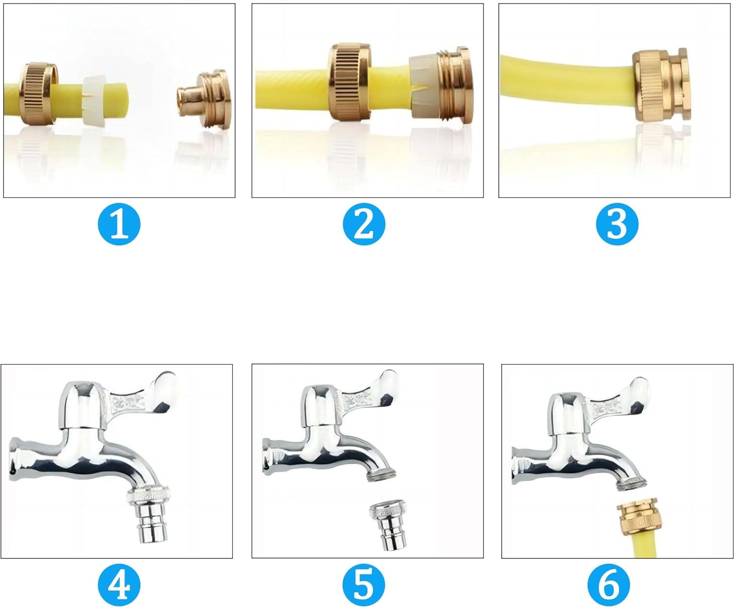 2 Pcs Brass Garden Quick Hose Connectors for Connecting 1/2" Inch Hoses(Inner 12MM, Outer 18MM) and 1/2" Tap Faucet with Male Head, Hose Fitting for Lawn& Garden,Washing Cars,Watering Plants image number 1