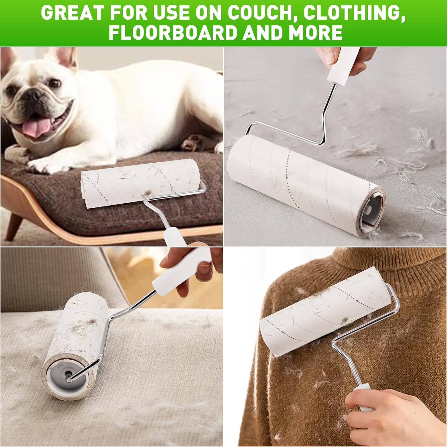 MUUNYOTA 6.3 Inch Lint Rollers for Pet Hair Extra Sticky, 360 Sheets(4 Rollers) Reusable Lint Roller Removal Tool, Set for Clothes, Furniture, Carpet, Dog & Cat Hair Remover image number 1