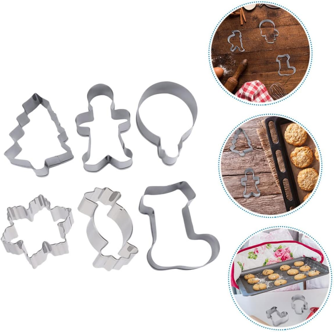 6Pcs Stainless Steel Christmas Cookie Cutters Gingerbread Man Mold for Christmas Baking image number 5