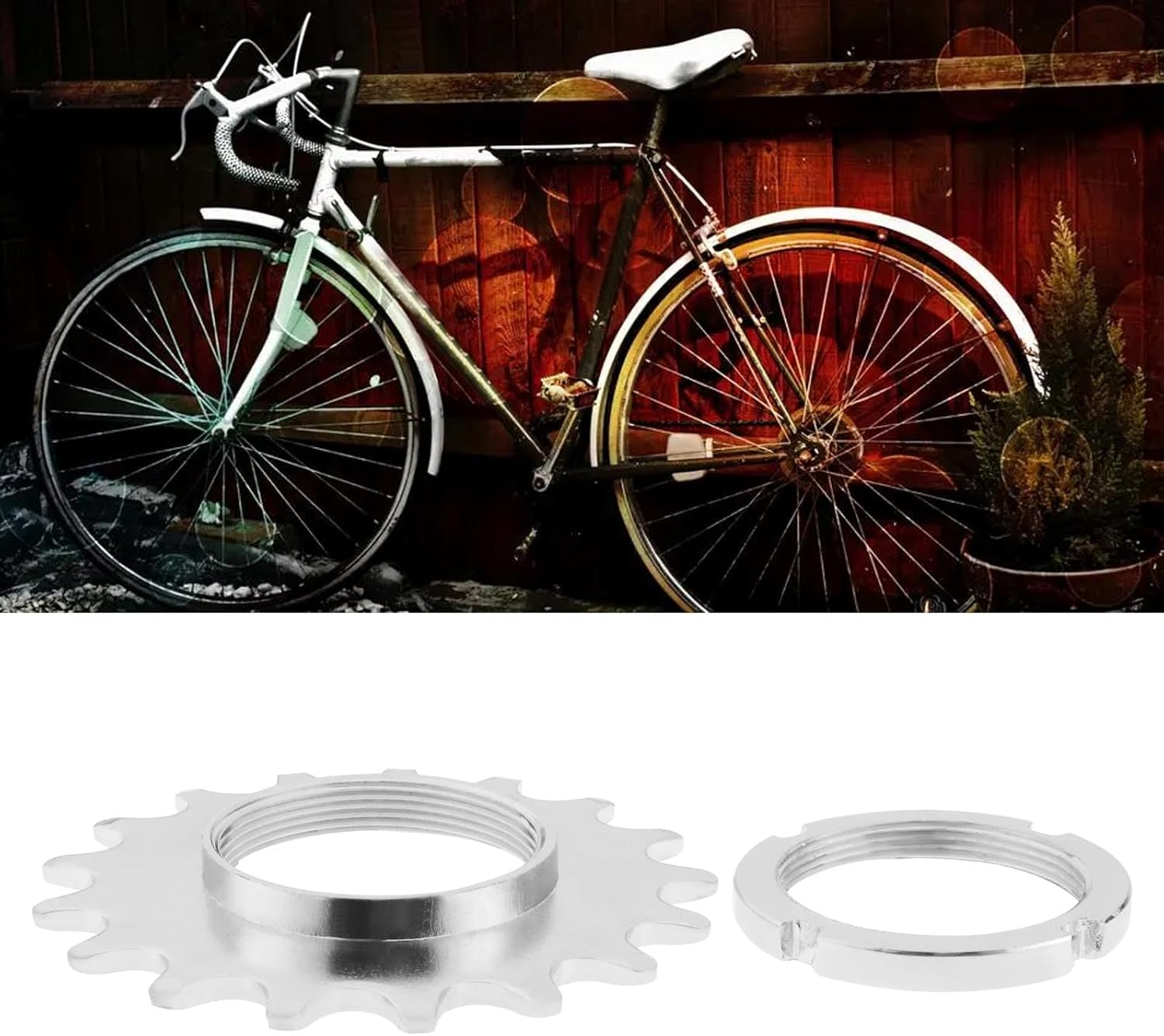 Ecsing Bike Sprocket Fixed Single Speed Cog Thread Ribg High Strength Steel Bicycle Flywheel Sprockets Parts for Fixed Gear Bike with Lock Ring image number 4