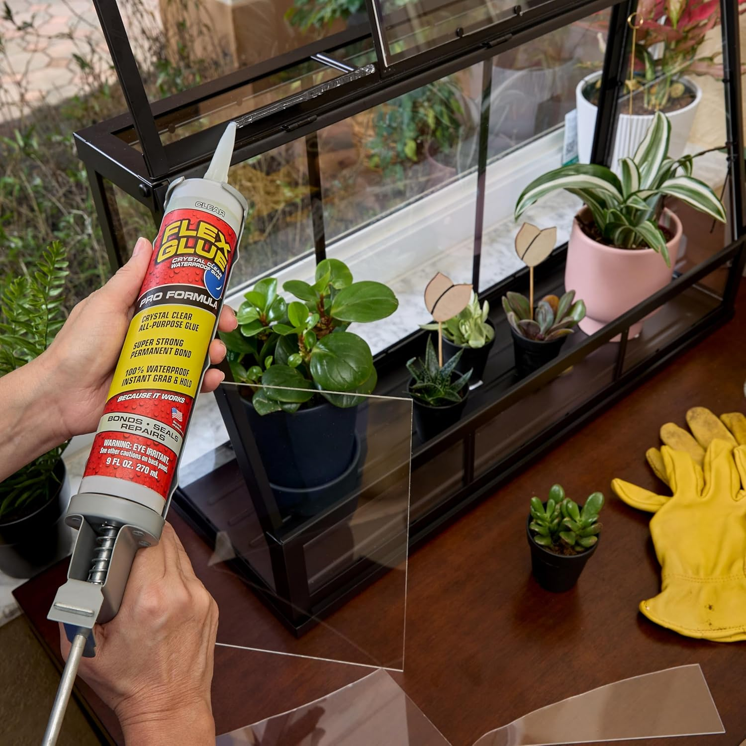 Flex Glue, Super Strong, Rubberized Waterproof Adhesive, Works Underwater, Use on Pools, Showers, Outdoors, Concrete, Brick, Pavers, UV Resistant, 9 Oz Cartridge, Clear image number 3