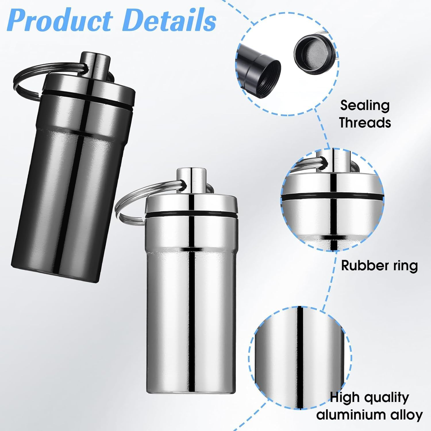 2 Pcs Loops Ear Plug Case, Portable Metal Earplug Case Keychain, Travel Ear Plug Holder, Waterproof Loops Earbuds Storage Container for Outdoor Jewelry Pill Organizer (Black, Silver, One Size) image number 4