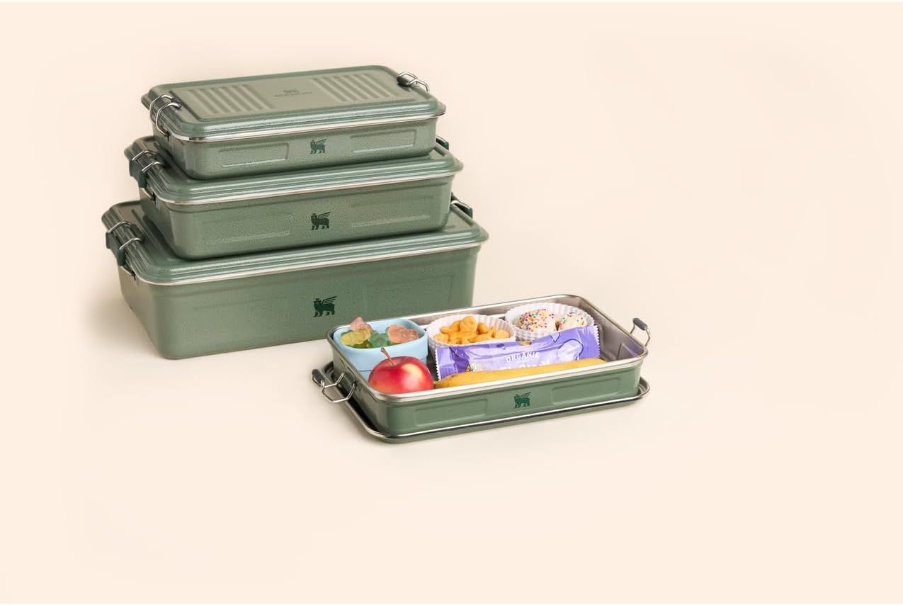 STANLEY Classic Legendary Useful Box 1.25 Qt | Metal Snack and Lunch Box | Durable Stainless Steel Travel Food Storage Container | Hiking, Camping, School, or Work | Bpa-Free | Hammertone Green image number 2
