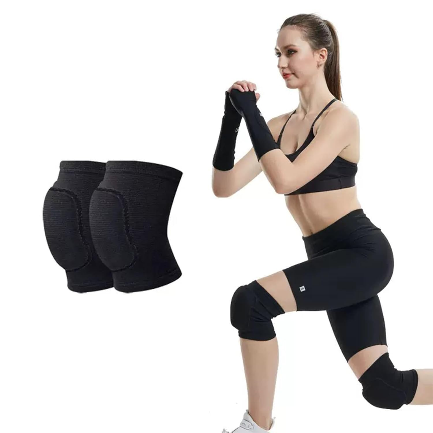 HENWUBEI 1 Pair of Men'S and Women'S Volleyball Dance Knee Pads， Protective Yoga Pilates Brace Supports with Soft Sponge, Soft Breathable Football Sport Exercise Knee Protector， Cycling ，Climbing image number 4