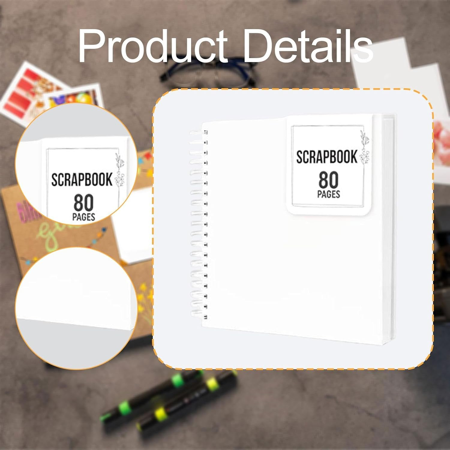 Rockible Photo Album DIY Photo Keepsake Album Photos Storage Party Gift Graduation Travel Wedding Anniversary Scrapbooks Thick Paper, White - White image number 5