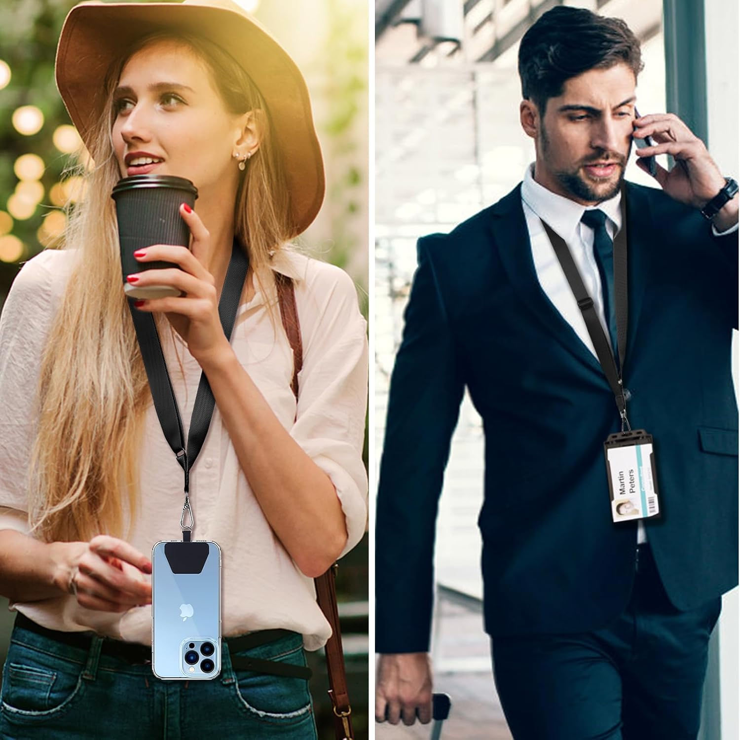 CACOE Universal Mobile Phone Lanyard, 2 Pcs Adjustable Collar Lanyard and Durable Patches, Mobile Phone Neck Strap Compatible with Most Smartphones image number 2