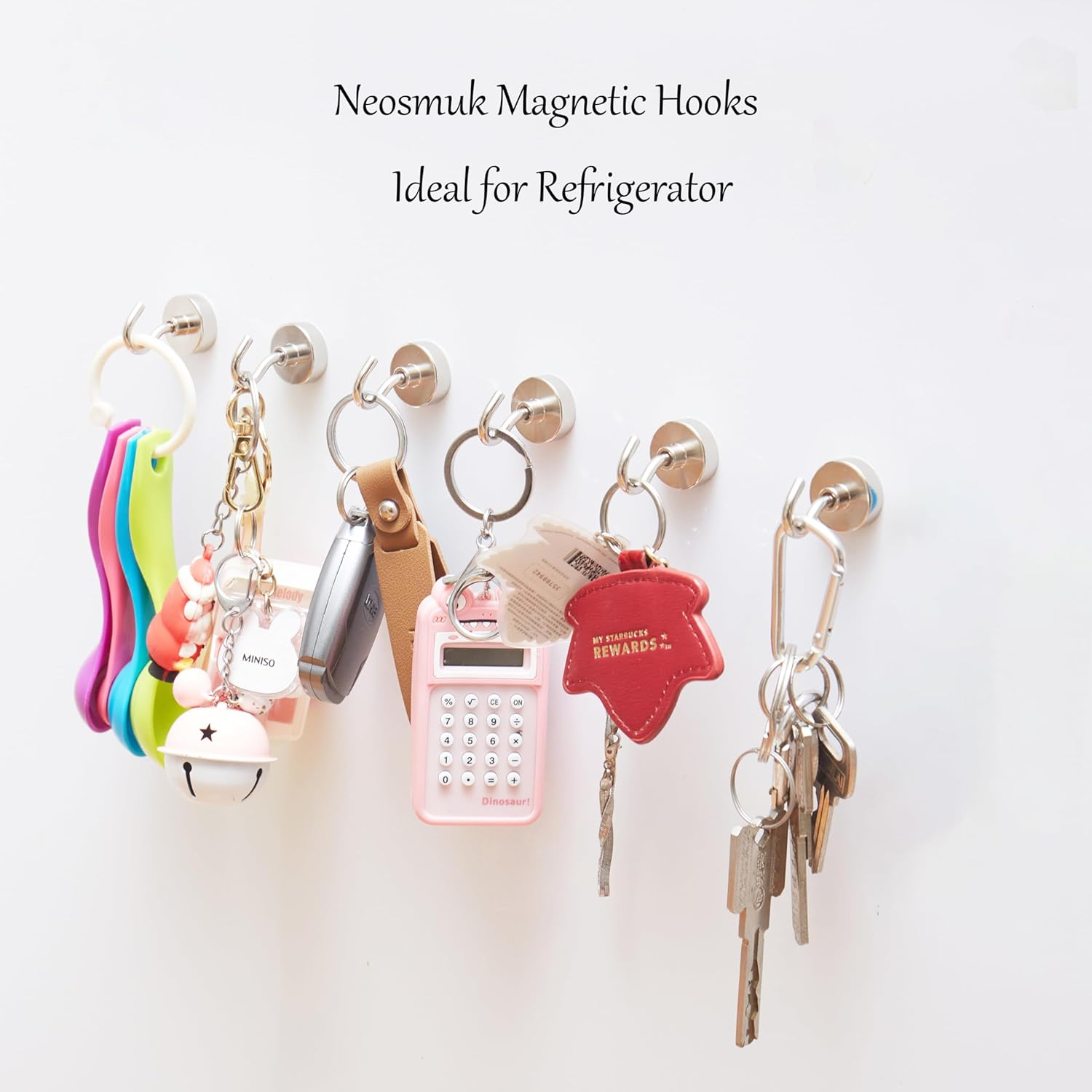 Neosmuk Magnetic Hooks, Heavy Duty Earth Magnets with Hook for Refrigerator, Extra Strong Cruise Hook for Hanging, Magnetic Hanger for Cabins, Grill (Silvery White, Pack of 10) image number 6