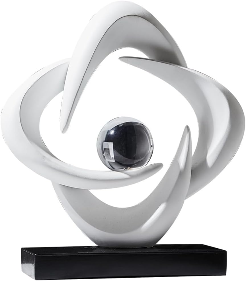Modern Resin Abstract Sculpture,Tabletop Home Decor,Decorative Figurine for Tabletop Bookshelf Living Room,Office Decor (White)