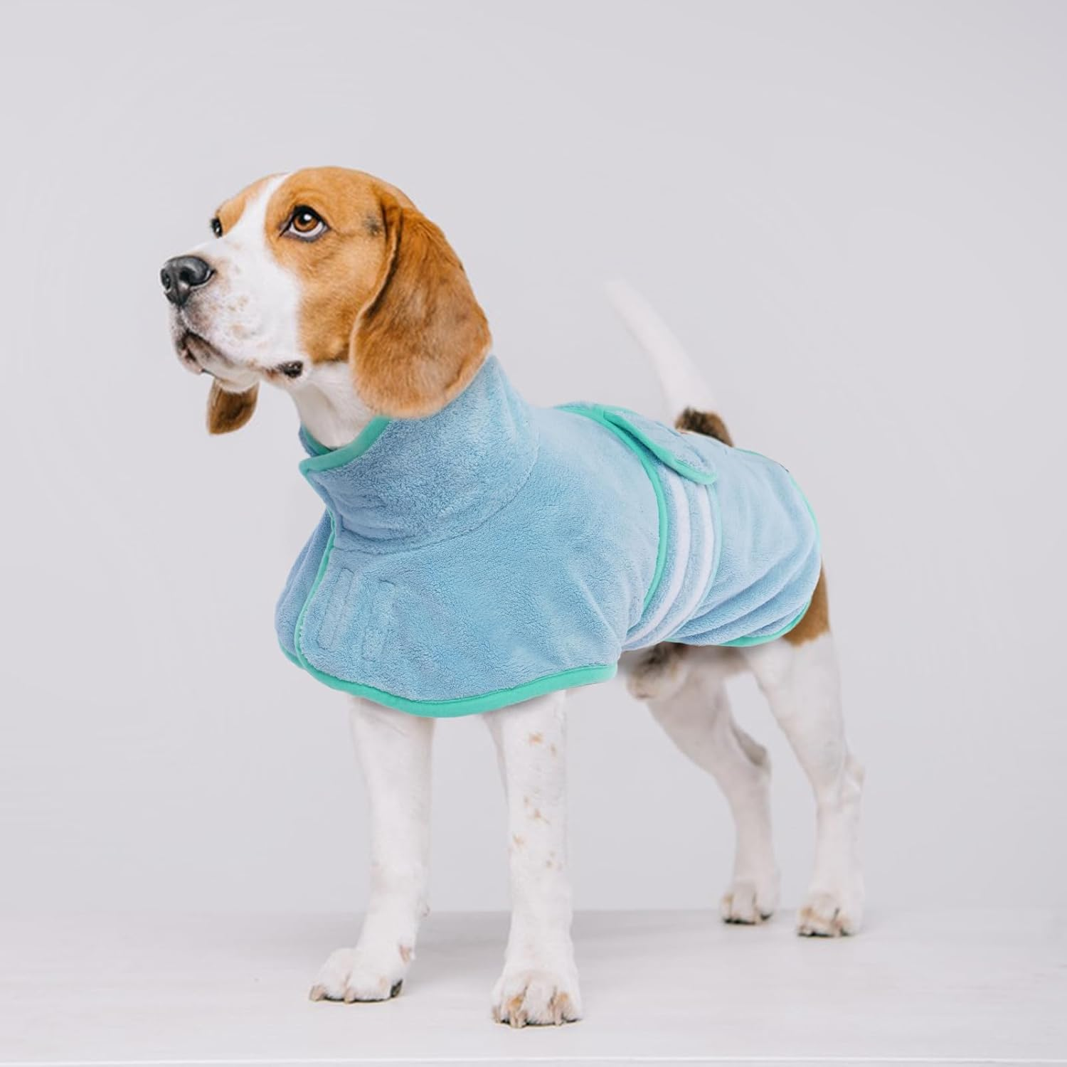 Dog Drying Towel, Dog Bathrobe Towel Microfiber Water Absorbent Adjustable Pet Shower Towel for Small Medium and Large Dogs(Blue, L) image number 1