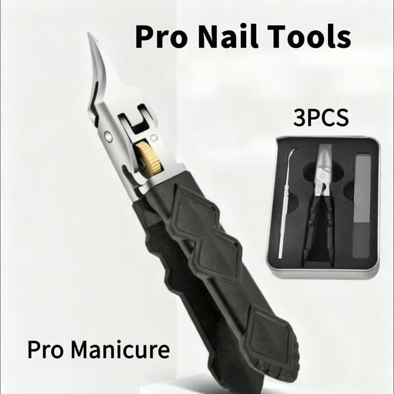 Black Anti-Slip Grip Gear Lock Nail Clipper Set with for Precise Access to Nail Grooves (2) image number 3