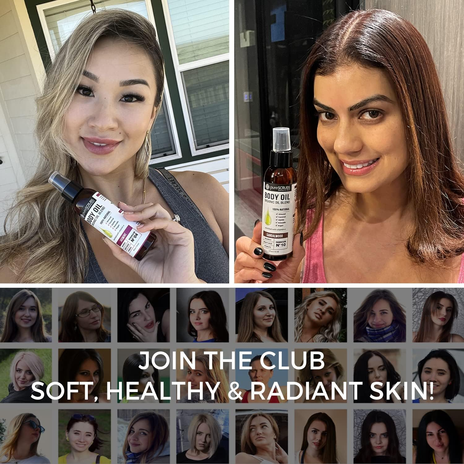 Purescrubs Ultra Moisturizing Jasmine Body Oil Spray for Dry Skin, Massage, Cuticles & More - Organic Super Blend of Jojoba, Argan, Coconut, Sweet Almond & Avocado Enriched with Vitamin E, Lg 4Oz image number 3