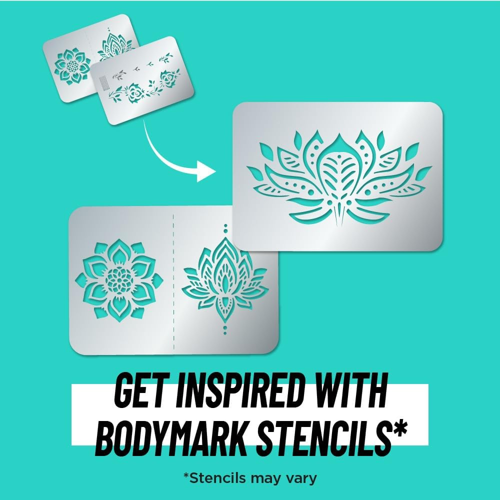 BIC Bodymark Temporary Tattoo Markers and Stencils, Henna Vibes Kit - Assorted Colours, Pack of 3+2 (MTBP31HN-AST) image number 1