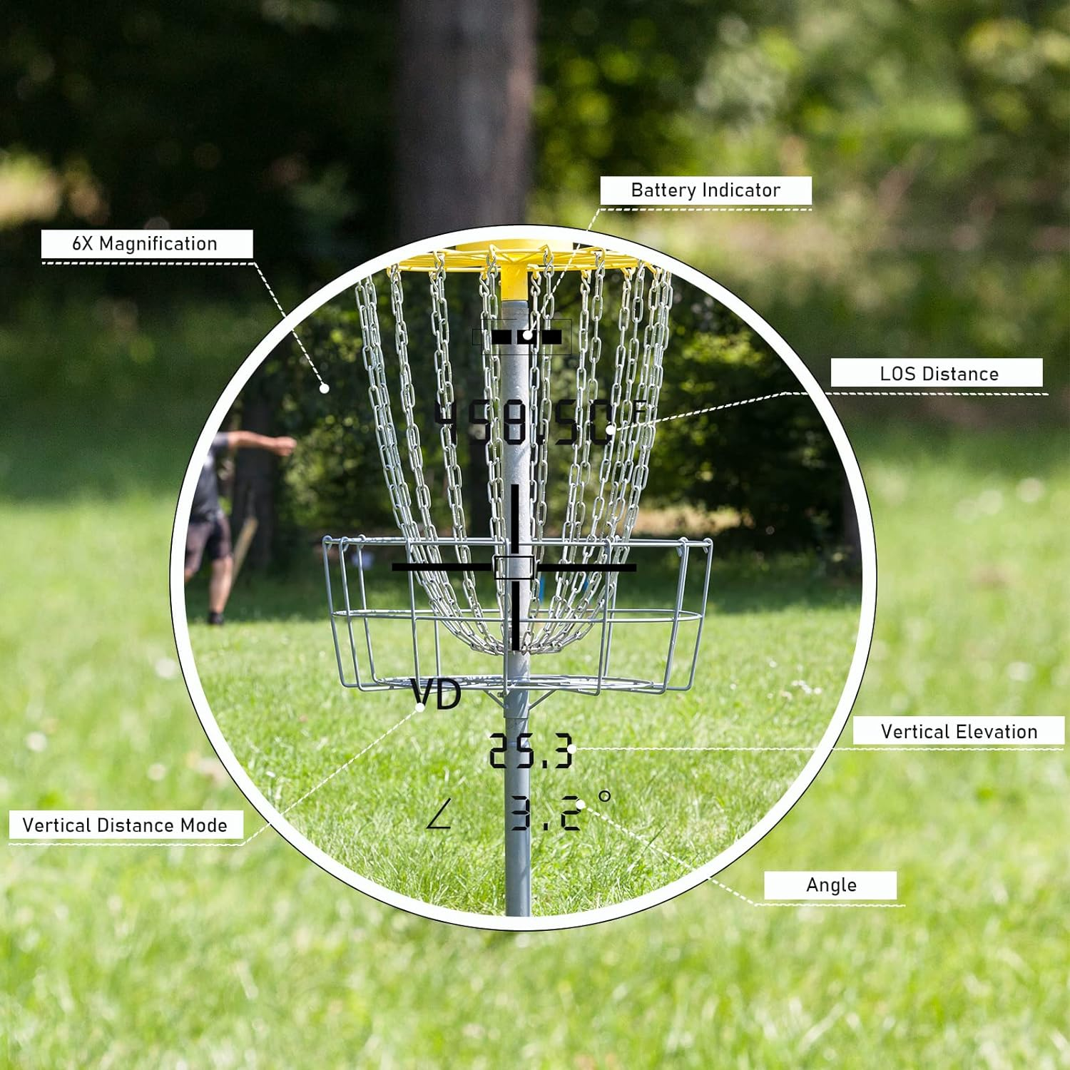 REVASRI Range Finder for Golf and Disc Golf, Measure in Feet Yards, Elevation and Slope Calculation, Pin Lock and Vibration, 1000 Yards Rechargeable Rangefinder image number 4