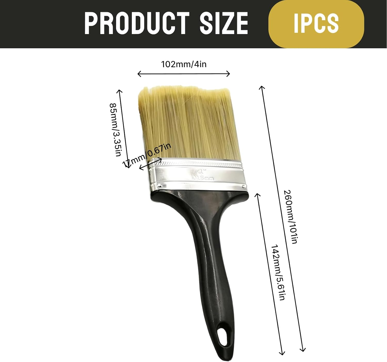 Large Paint Brush for Walls and Ceilings, 102Mm Wide Soft Bristle Brush for Smooth Application on Large Surfaces, Compatible with All Paint Types, Ergonomic Handle with Hanging Hole image number 4