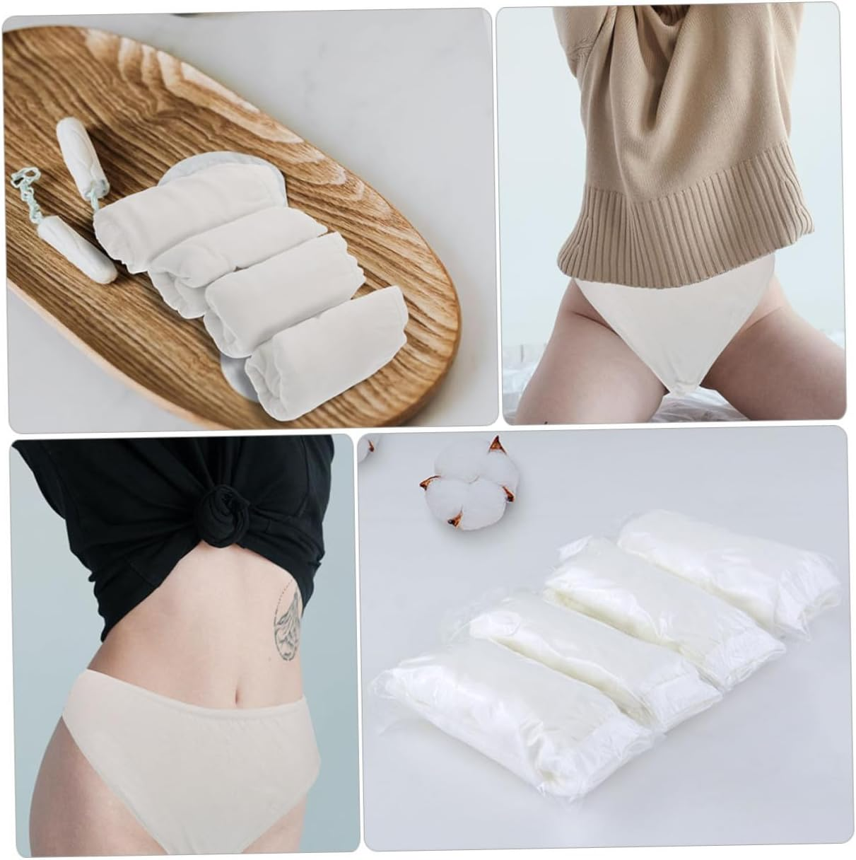 Mipcase 5Pcs Disposable Cotton Maternity Briefs Elastic Professional Female Underwear for Travel Lightweight Portable Women Pregnancy Use image number 3