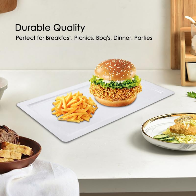 Leona Co Serving Tray Plastic for Party Supplies, 43 X 34Cm Platters for Serving Food, Imitation Porcelain Reusable Dishes for Veggie, Snack, Fruit, Cookies, Desserts in Kitchen, Pool, Pantry image number 1