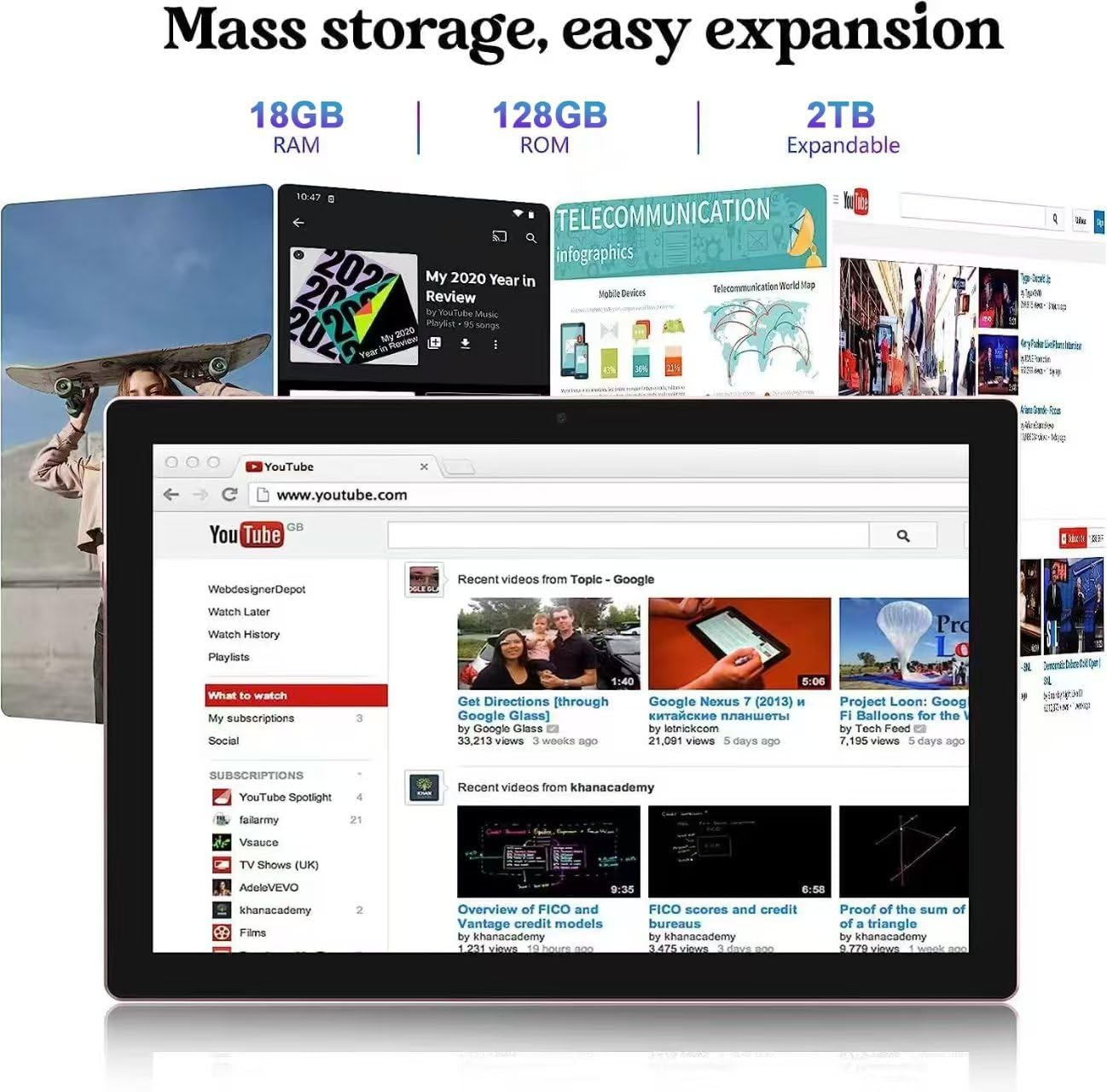 Android 15 Tablet 10 Inch, 18GB RAM+128GB ROM/2TB Expandable, 2 in 1 Tablets with Keyboard Case Mouse Stylus, 2.0Ghz Quad-Core Processor, 1280*800 IPS HD Screen, 5G Wifi 6 BT 5.0, 8MP Camera Tablet PC image number 6