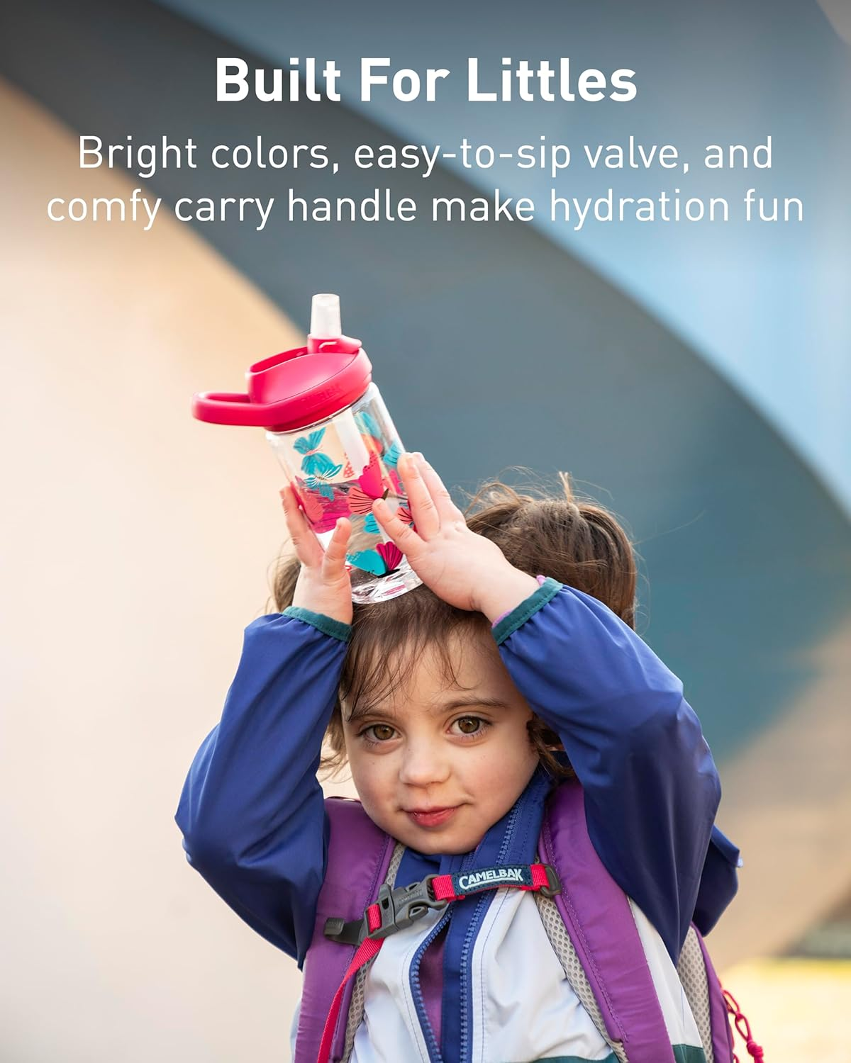 Revolutionizing Nursery/Kindergarten Hydration! Automatic Open and Close Straw Camelback Ediplus Kids Tritan 400Ml True Blue Water Bottle Water Bottle Lightweight Compact Dishwasher Safe Kids - Bugs Vacation image number 2