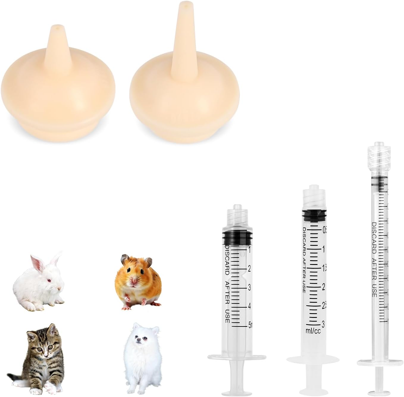 5Pcs Pet Breastfeeding Device, Pet Feeder Nipple Cute Practical Latex Pet Milk Feeder Nipple Puppy Feeder for Newborn Puppy Kitten Rabbits(6 Combinations) image number 6