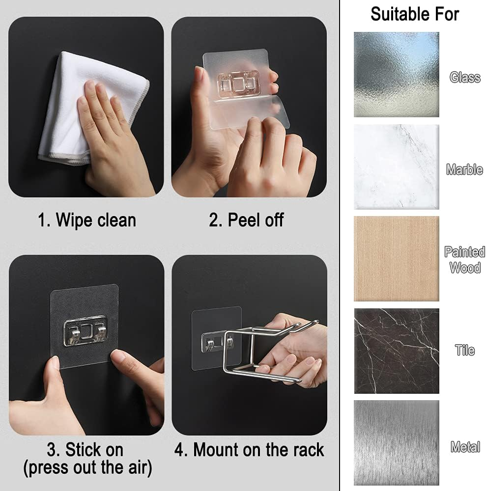 Centerz 2 Pack Hair Dryer Holder, Wall Mount Self Adhesive Waterproof Blow Dryer Rack Storage Organizer Hanger, Compatible with Dyson and Most Hair Dryers Appliance, Brush, Curling Iron, Straightener image number 2