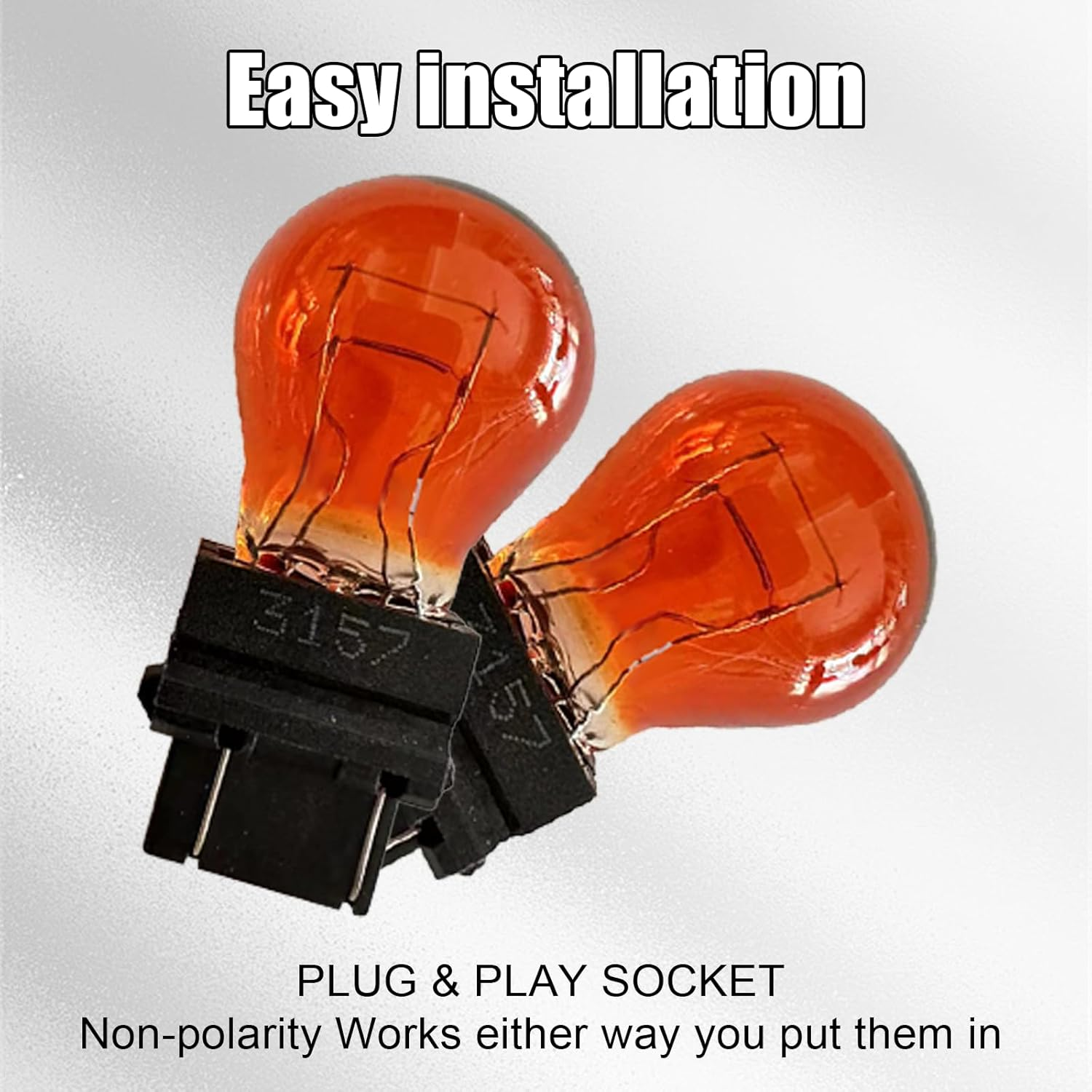 3157 Car Halogen Light Bulb, 12V P27-7W 3000K Automotive Brake/Reverse/Tail/Turn Signal/Side Marker Light Replacement Bulbs, Universal Long-Life Miniature Bulb for Cars Trucks Suvs (Amber) image number 6