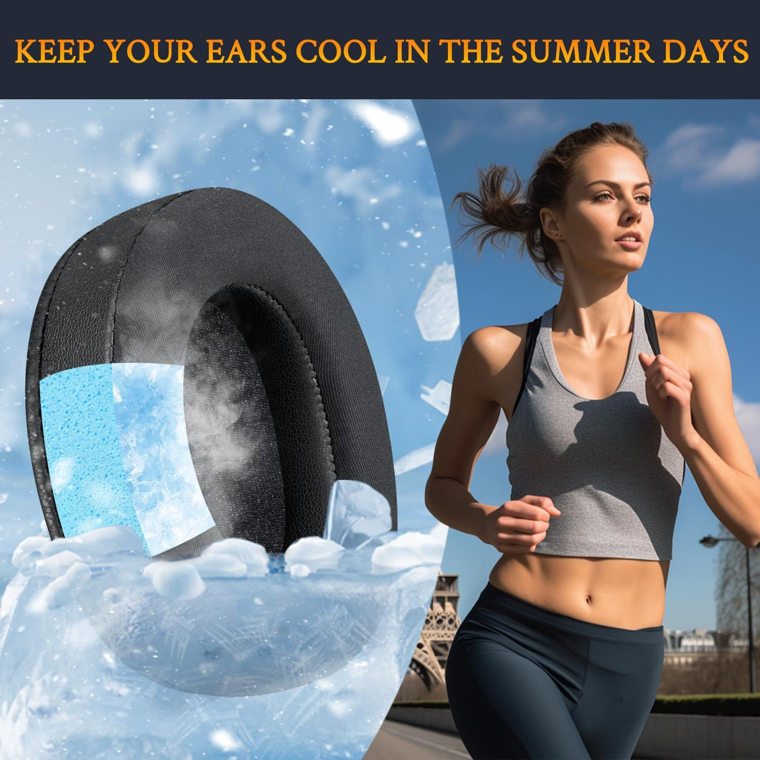 SOULWIT Cooling-Gel Earpads Replacement for Sony WH-1000XM4 (WH1000XM4) Headphones, Ear Pads Cushions with High-Density Noise Isolation Foam, Added Thickness, without Affecting Sensor - Black image number 1