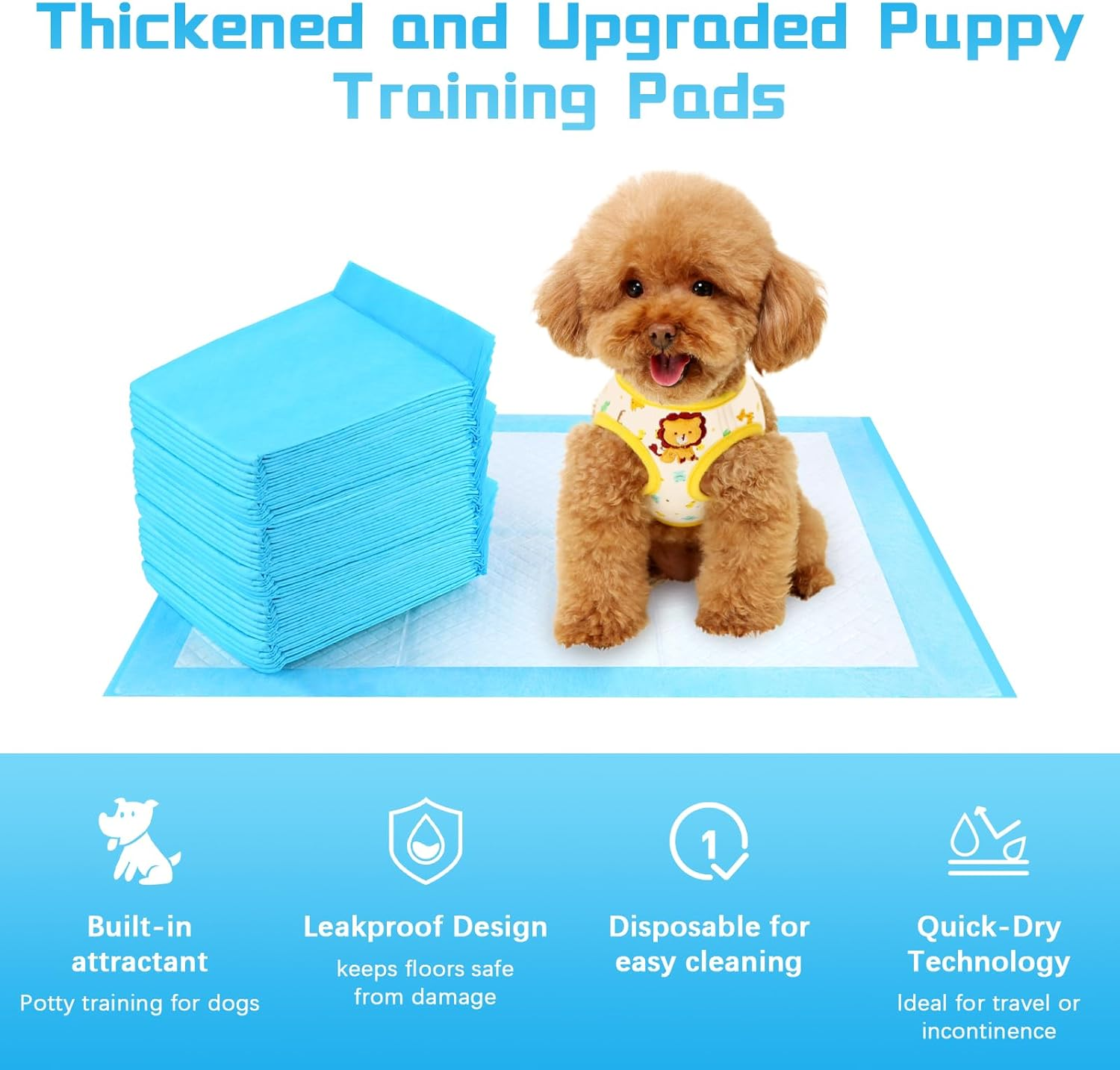 Pack of 100 PIPI Mats for Dogs, 33 X 45 Cm Training Pads, Puppy Toilet Mat, Pee Mat, Training, Leak-Proof 5-Layer Design with Quick Drying Surface for Kittens and Puppies image number 1