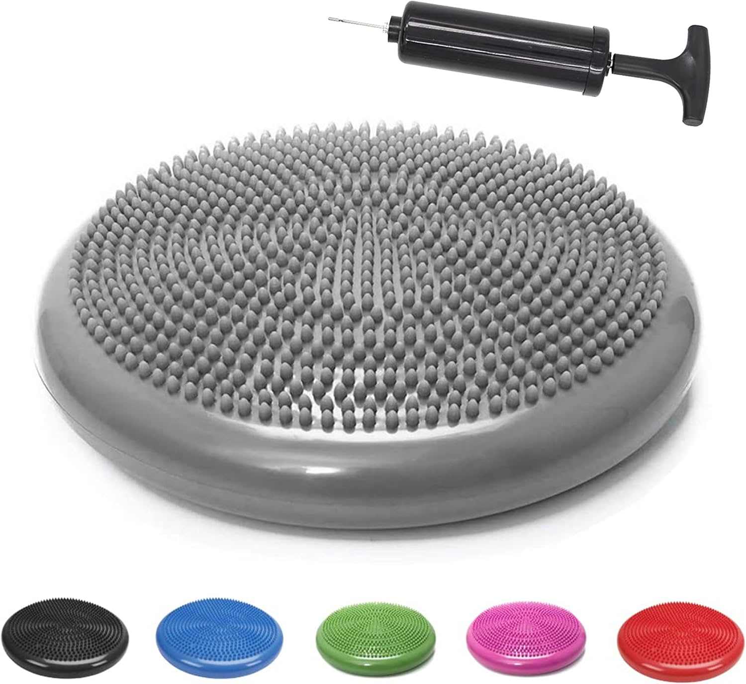 Inflated Stability Wobble Cushion, Balance Air Cushion Disc for Core Fitness Exercise, Wiggle Seat for Sensory Kids, Suitable for Office, Home, School, Pump Included image number 3