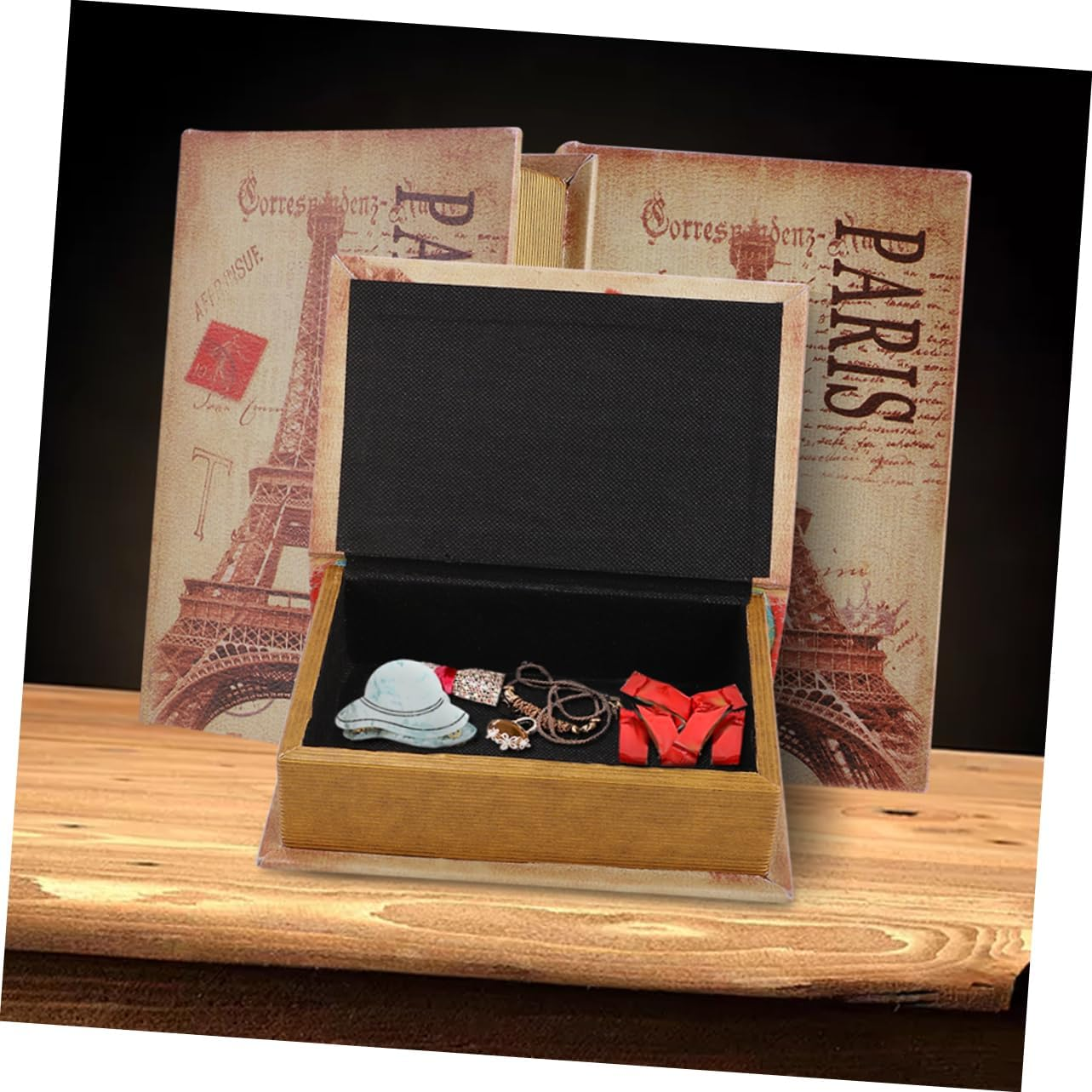 False Decorative Ornament Jewelry Keepsake Box Vintage Faux Book Model Treasure Chest Unique Home Office Decor Chic Book Shaped Storage Box for Accenting Any Room image number 3