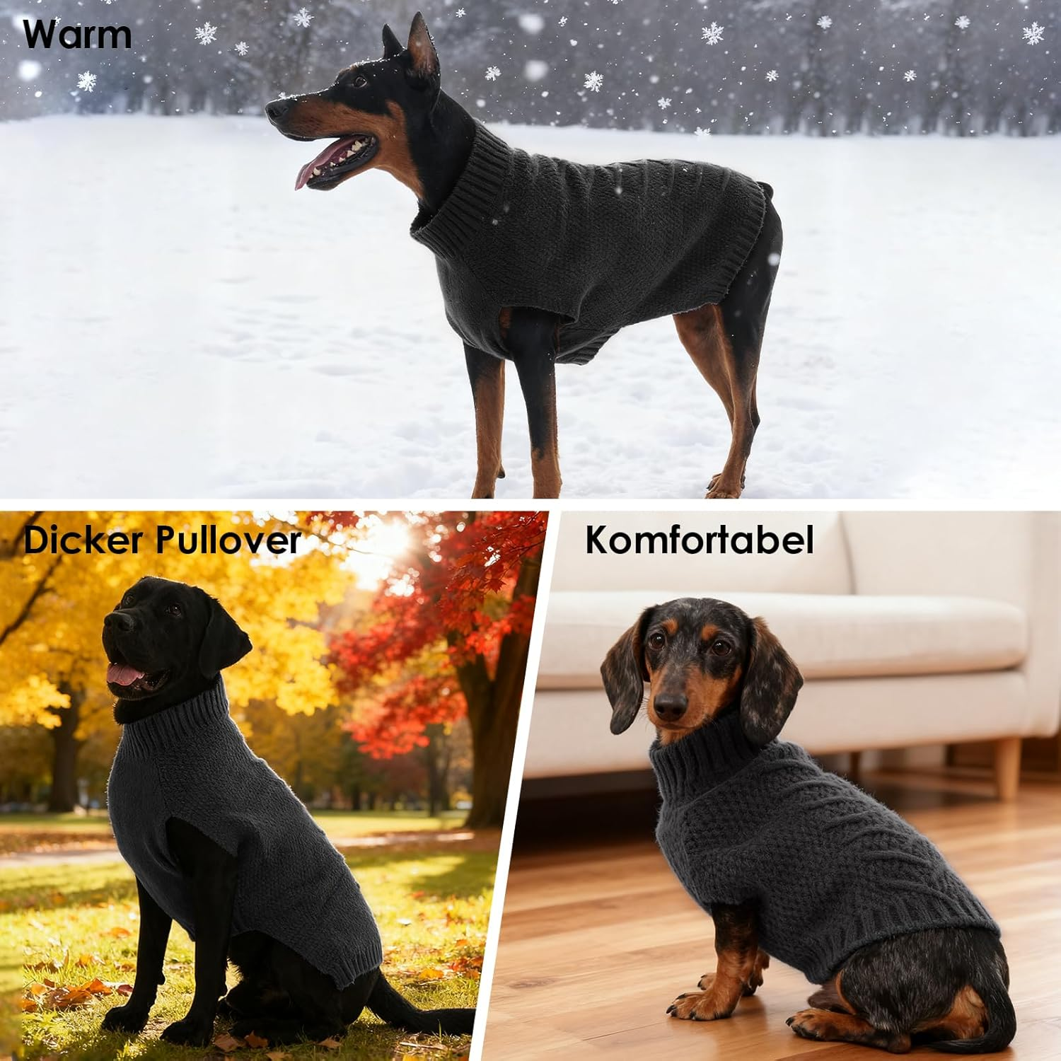 Katzinst Dog Jumper, Knitwear, Dog Clothes, Warm Dog Clothes for Medium and Large Dogs, Jumper Pet Coat for Cold Winter, Warm Winter Clothing for Labrador - (M-4XL) image number 1