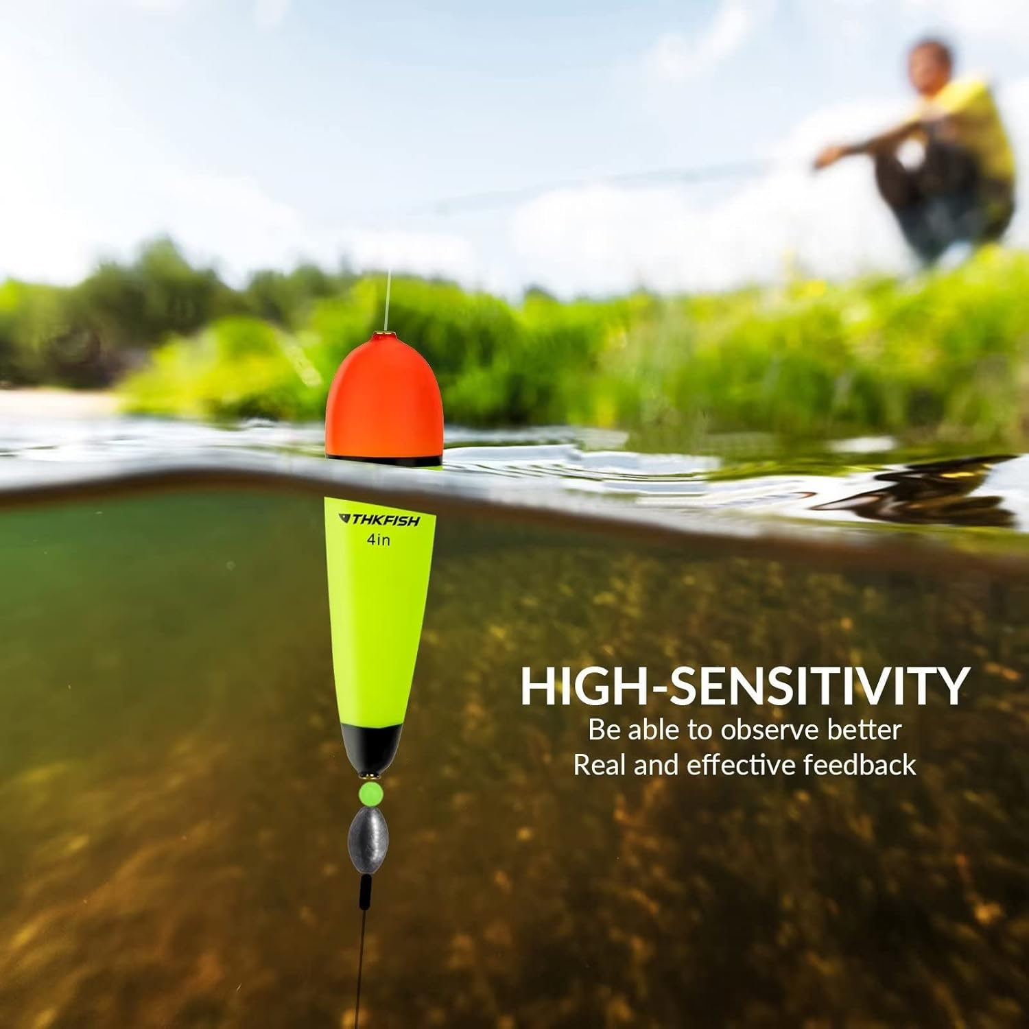 THKFISH Slip Bobbers Floats Eva-Slider-Bobbers Slip Corks for Sea Fishing Catfish Bobbers Assortment Freshwater 4PCS 4", 6", 7" image number 6