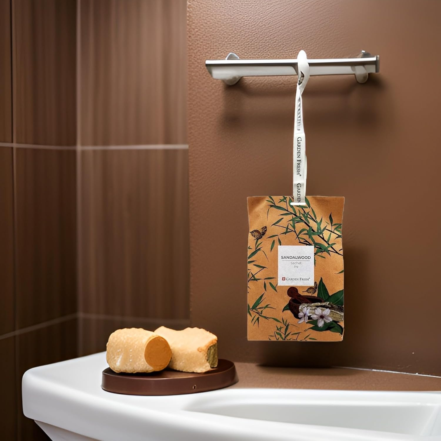 Garden Fresh Sandalwood Wardrobe Fresheners Sachet for Drawer, Closets, Rooms, Wardrobe, Bathrooms and Cars - Long Lasting Fragrance 5 Pack image number 1