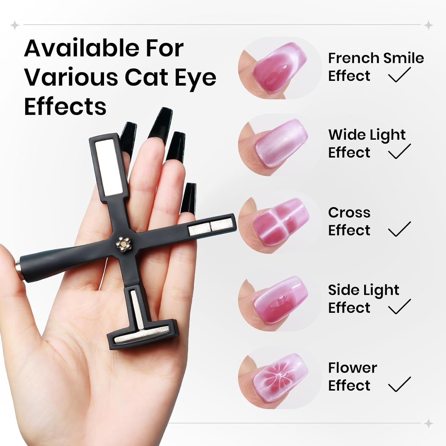 SUPWEE Nail Magnet Tool 5 in 1 Cat Eye Magnet Tool for Cat Eye Nails Multi-Function Magnet Stick Nail Art Design for DIY Home Nail Salon image number 4