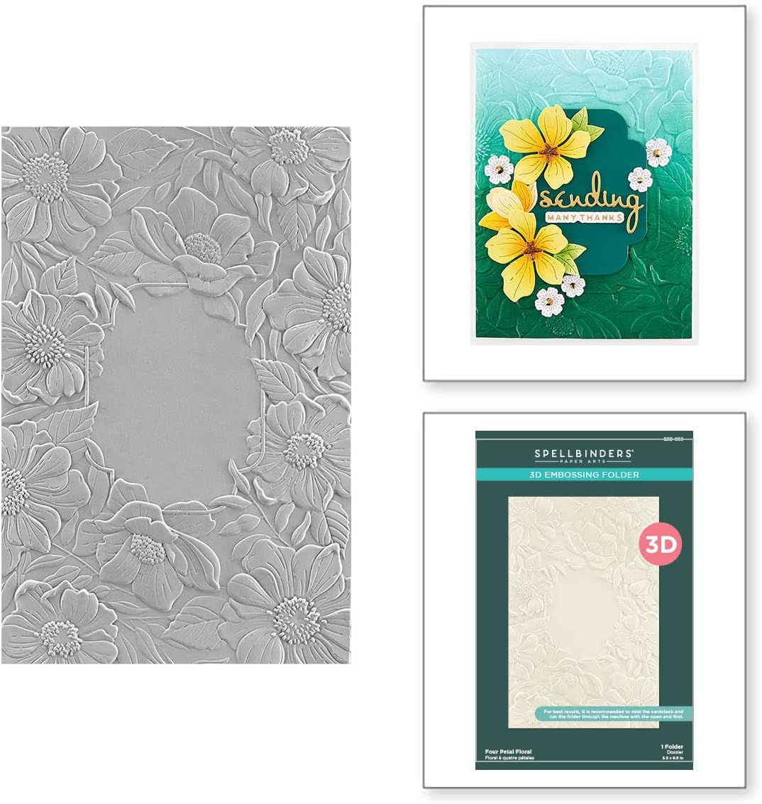 Spellbinders Floral 3D Embossing Folder from the Four Petal Collection, Paper, ONE image number 2