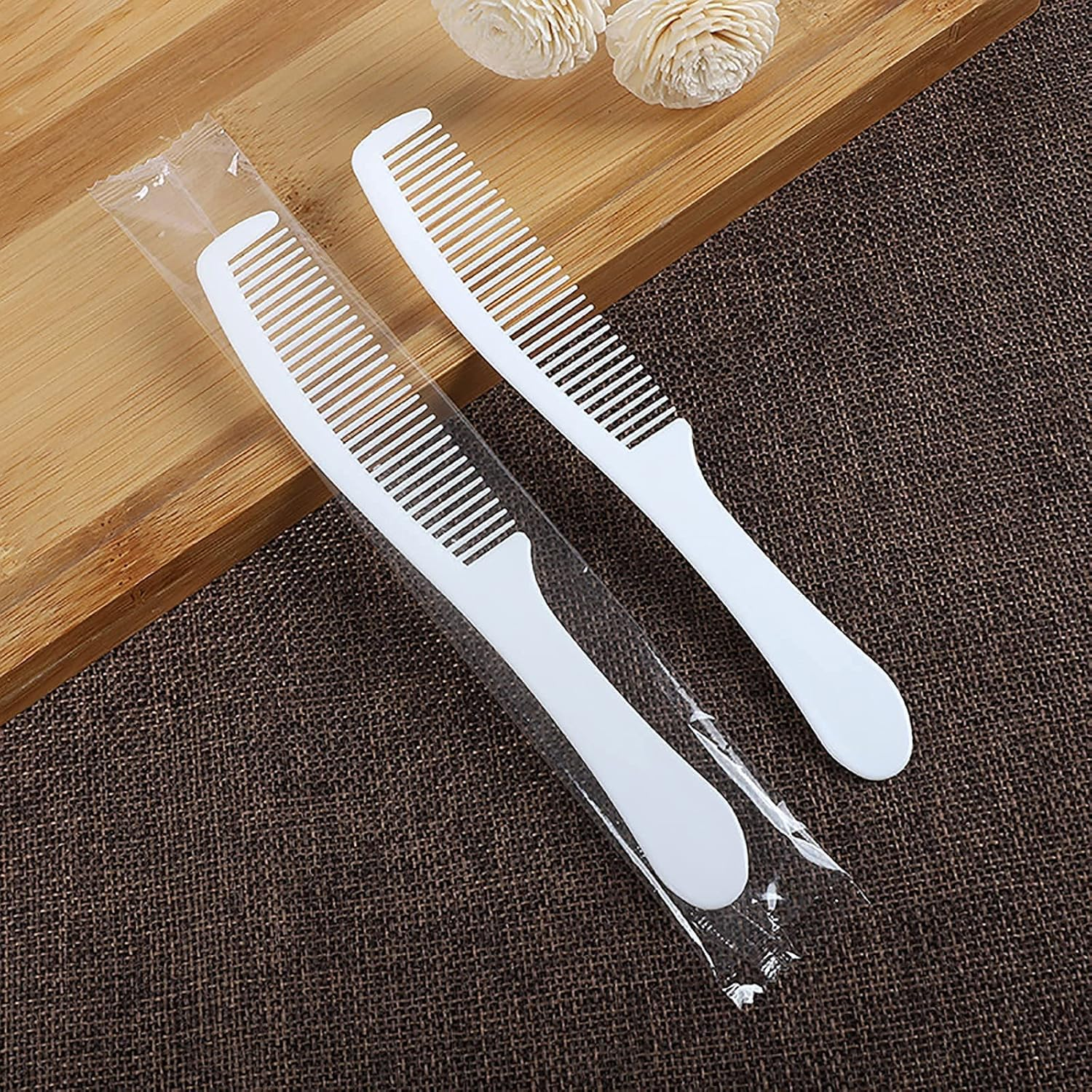 White Combs with Individually Wrapped, 7.1 Inch Disposable Combs in Bulk, Hygiene Hair Combs for Hotel, Salon and Homeless (50 Pack) image number 2