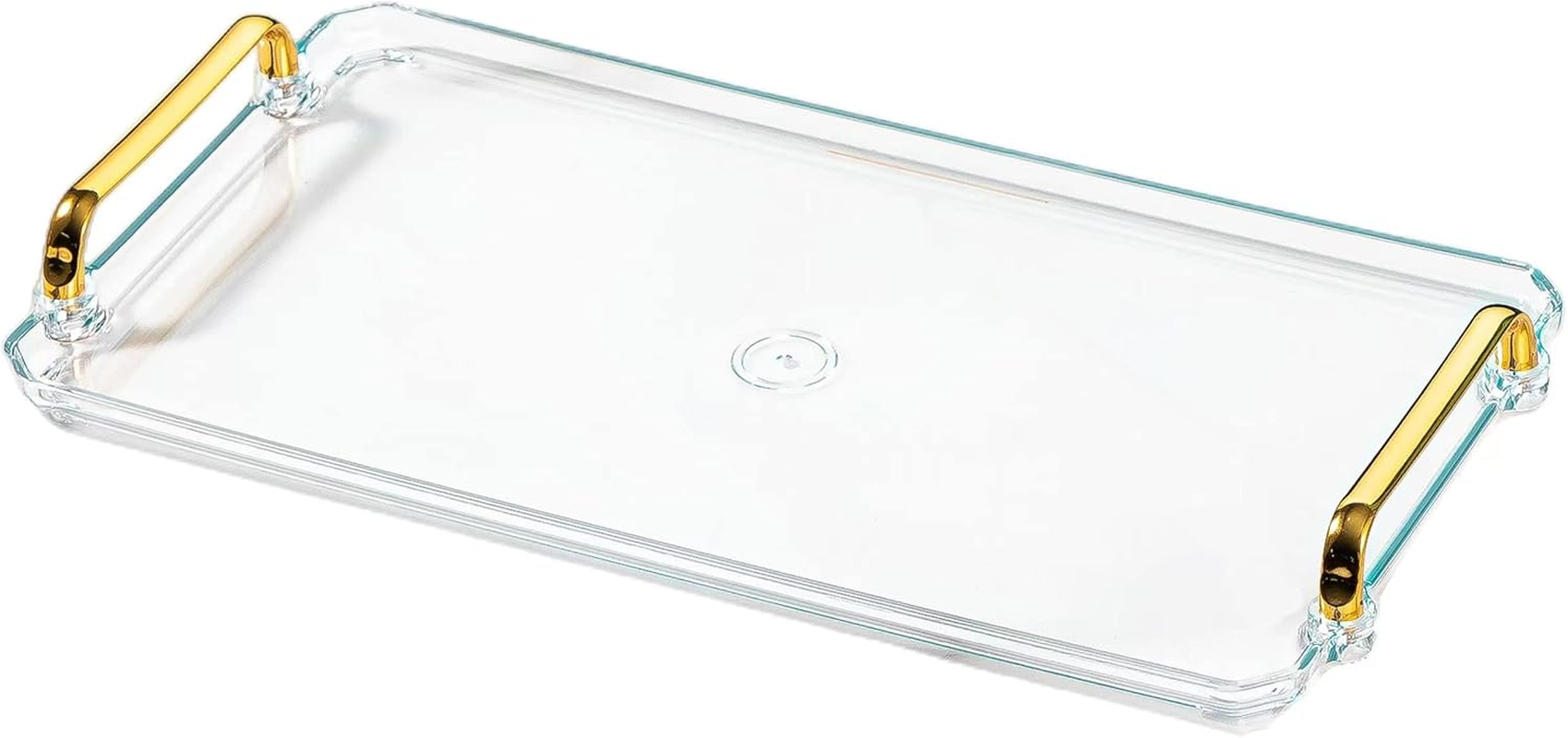Acrylic Serving Tray with Handles Ottoman Countertop Decorative Tray Serving Tray Spill-Proof Tray for Coffee Table Living Room Bedroom 16 X 9 X 0.8 Inches - (Transparent Color)