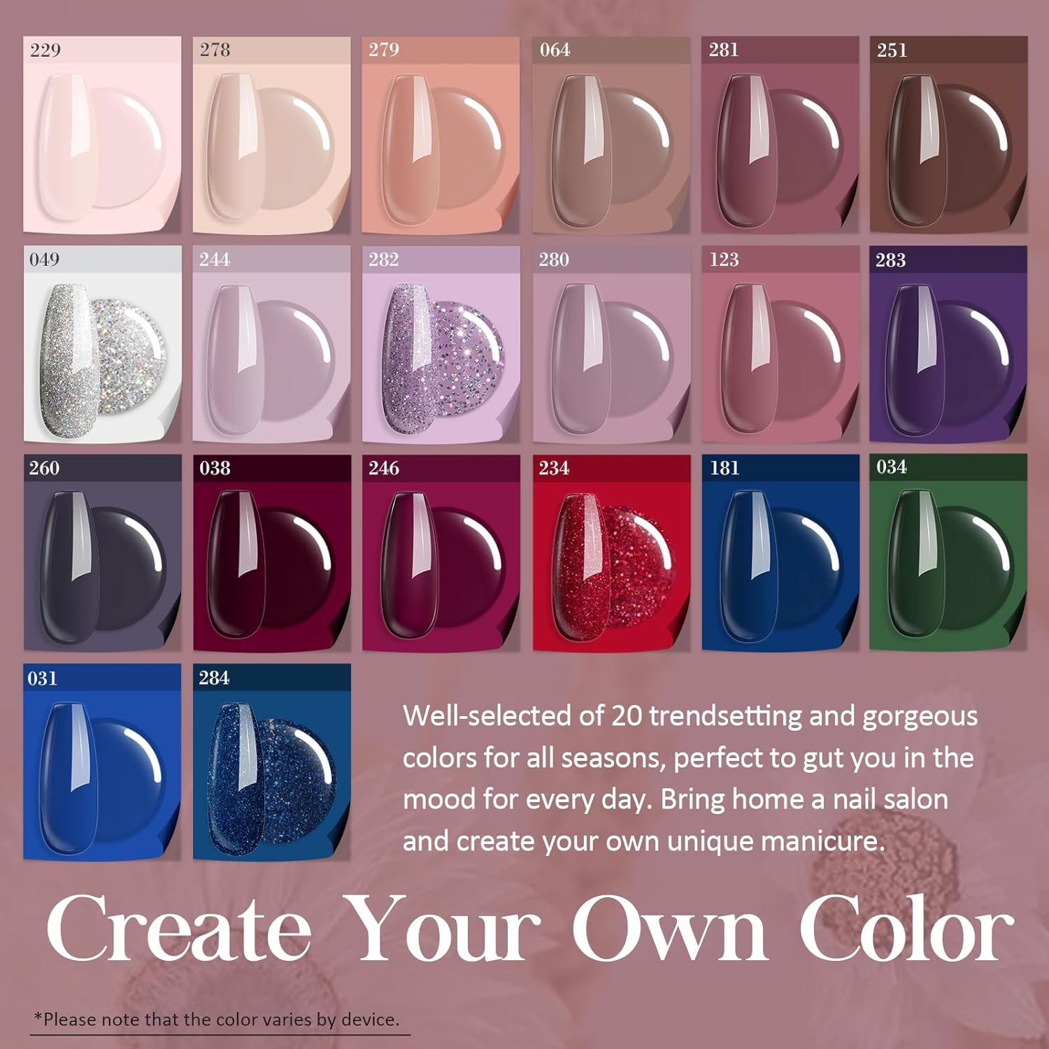 AZUREBEAUTY Dip Powder Nail Kit Starter 20 Colors Nude Brown Glitter Purple Blue Dipping Powder Liquid Set with Top/Base Coat Activator for French Nail Art Manicure DIY Salon Gifts for Women image number 5