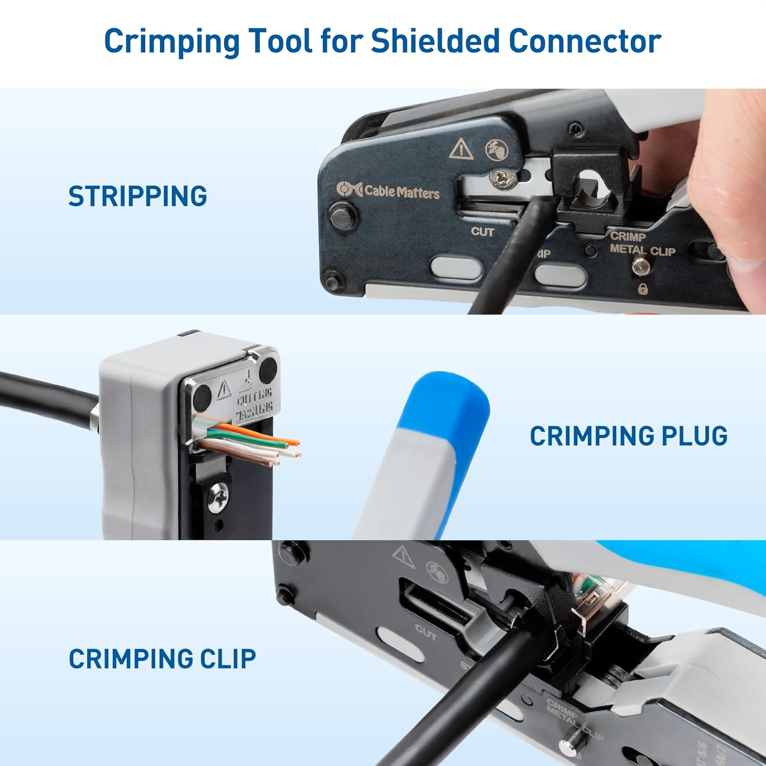 Cable Matters All-In-One Modular Ethernet Crimping Tool Cat 8 (Cat5 Cat6 Cat7 Cat8 Crimping Tool) for Shielded Pass-Through Connectors image number 6