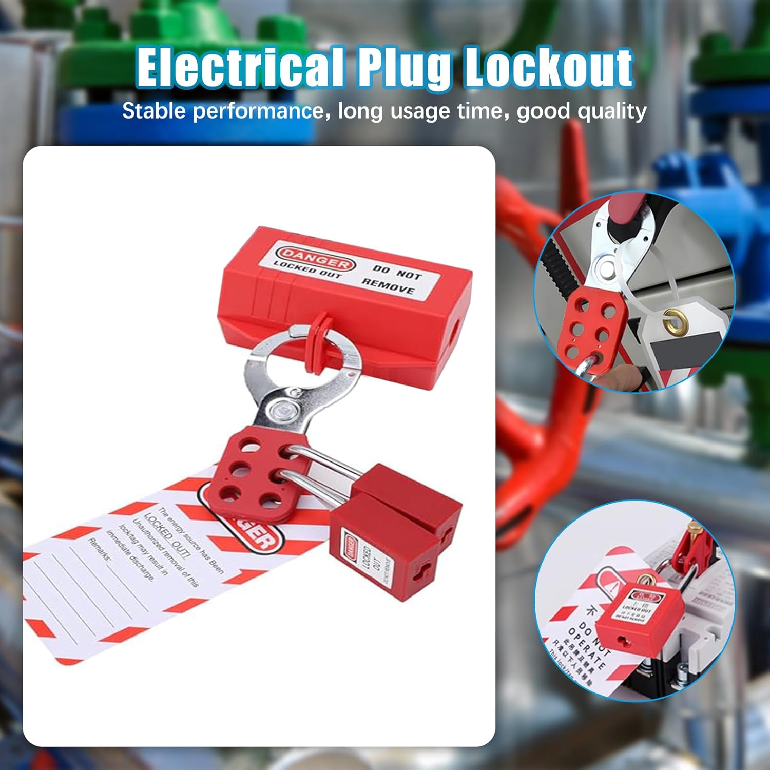 Flylin Electrical Lockout Tagout Kit, Universal Circuit Breaker Lockout and Safety Padlock Electrical Switch Safety Lockout Labels Hasps Kit for Electricians Industrial image number 1
