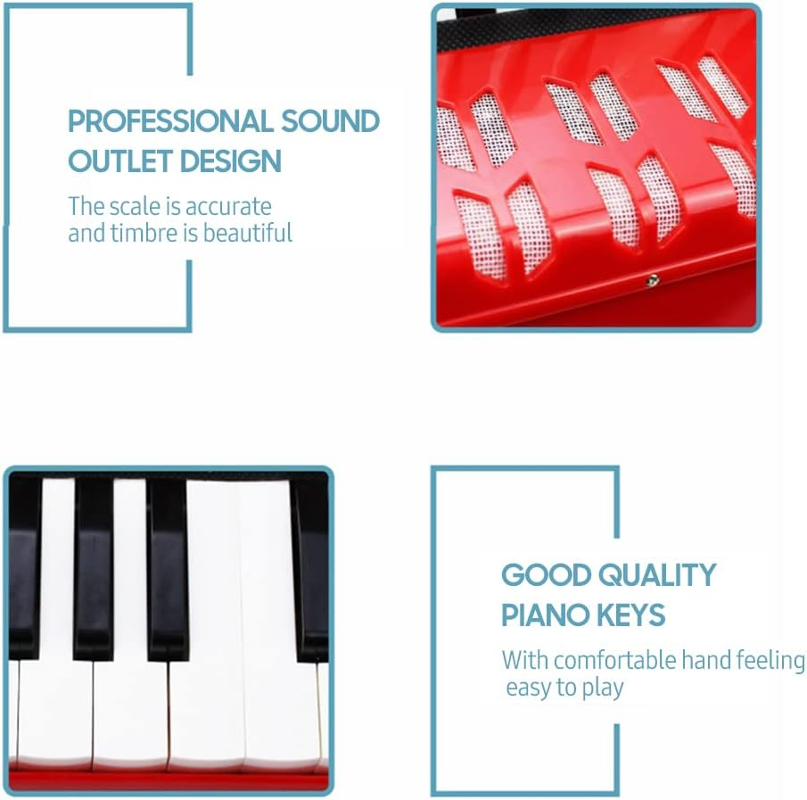 Accordion 17-Key 8 Bass Mini Small Accordion Educational Musical Instrument for Beginner Birthday Purple - Black image number 2