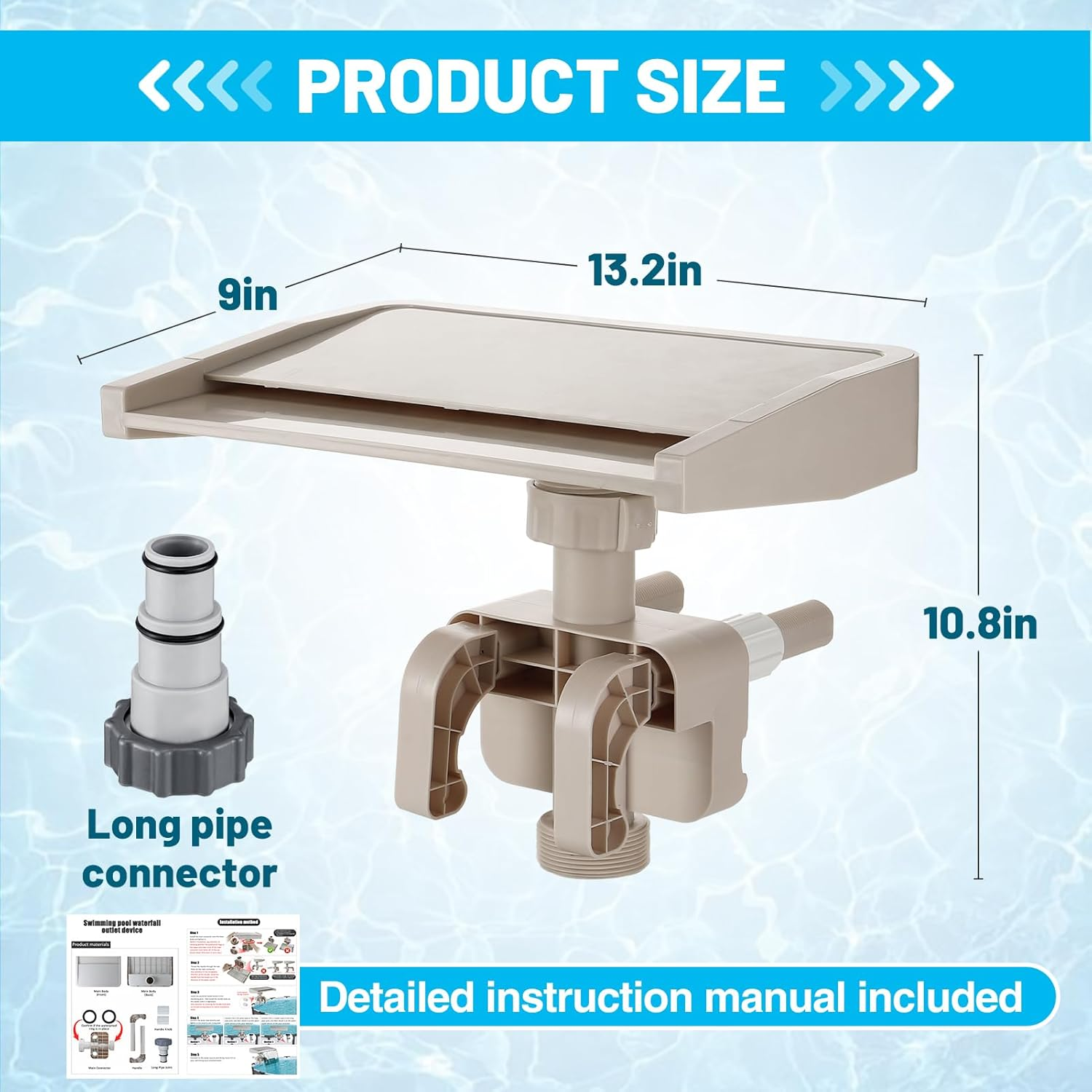 Pool Fountain Waterfall for above Ground Pools - Adjustable to Fit Various Frames, Waterfall Pool Sprinkler Fountain Soothing Pool Accessories for Cooling & Relaxation, Easy to Install image number 6