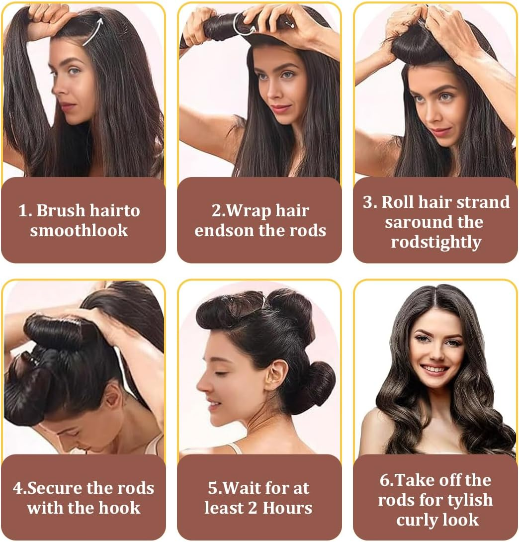 EYVRPAU 3 Pcs Curls Overnight Blowout Heatless Curls Soft Curls Curling Hair Curler Curling Rods Blow No Heat for All Hair Types (Brown) image number 3