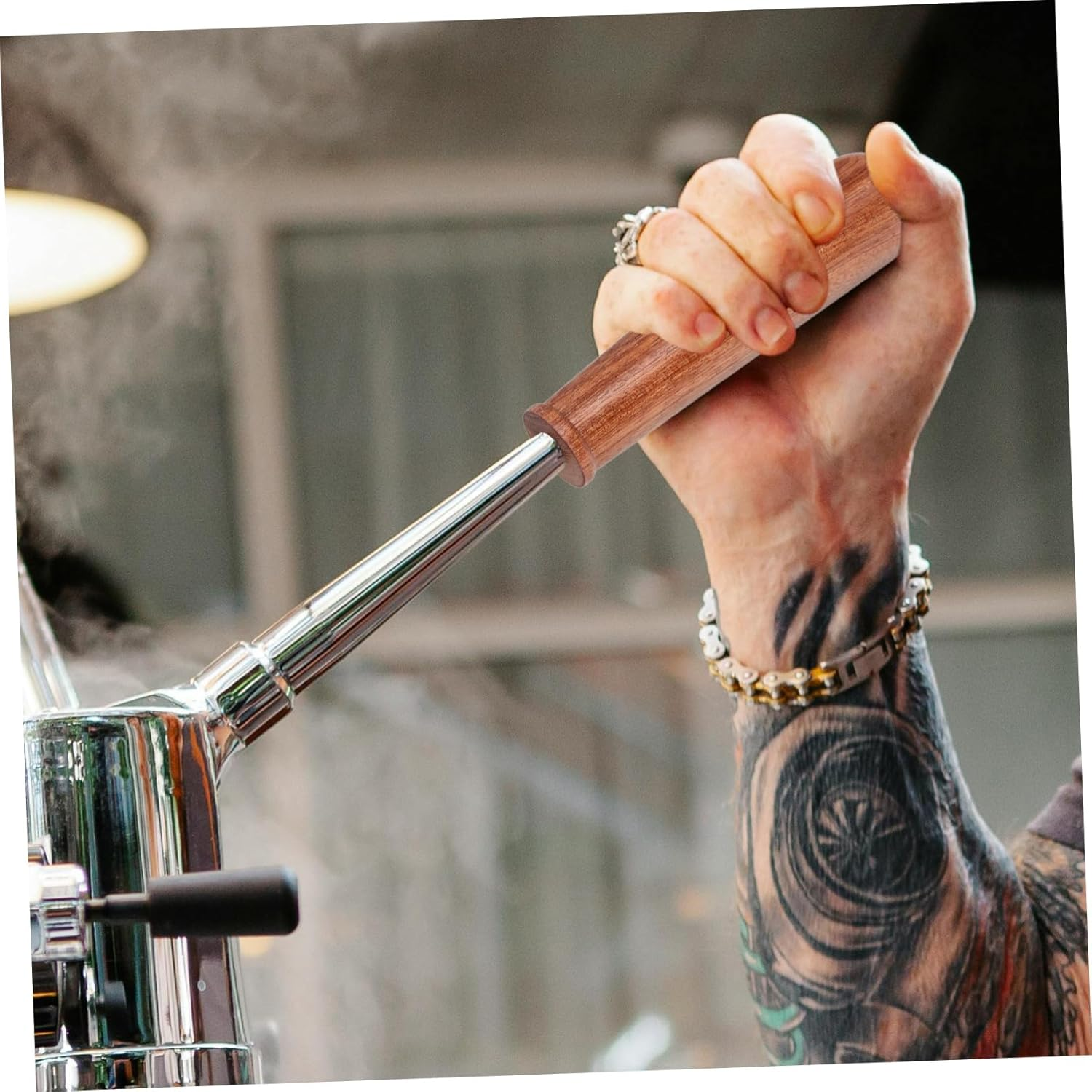 GLEAVI Portafilter Handle Wooden Bottomless Espresso Machine Handle Replacement M10 Wenge Wood Coffee Brewer Accessory for Professional and Home Espresso Use image number 3