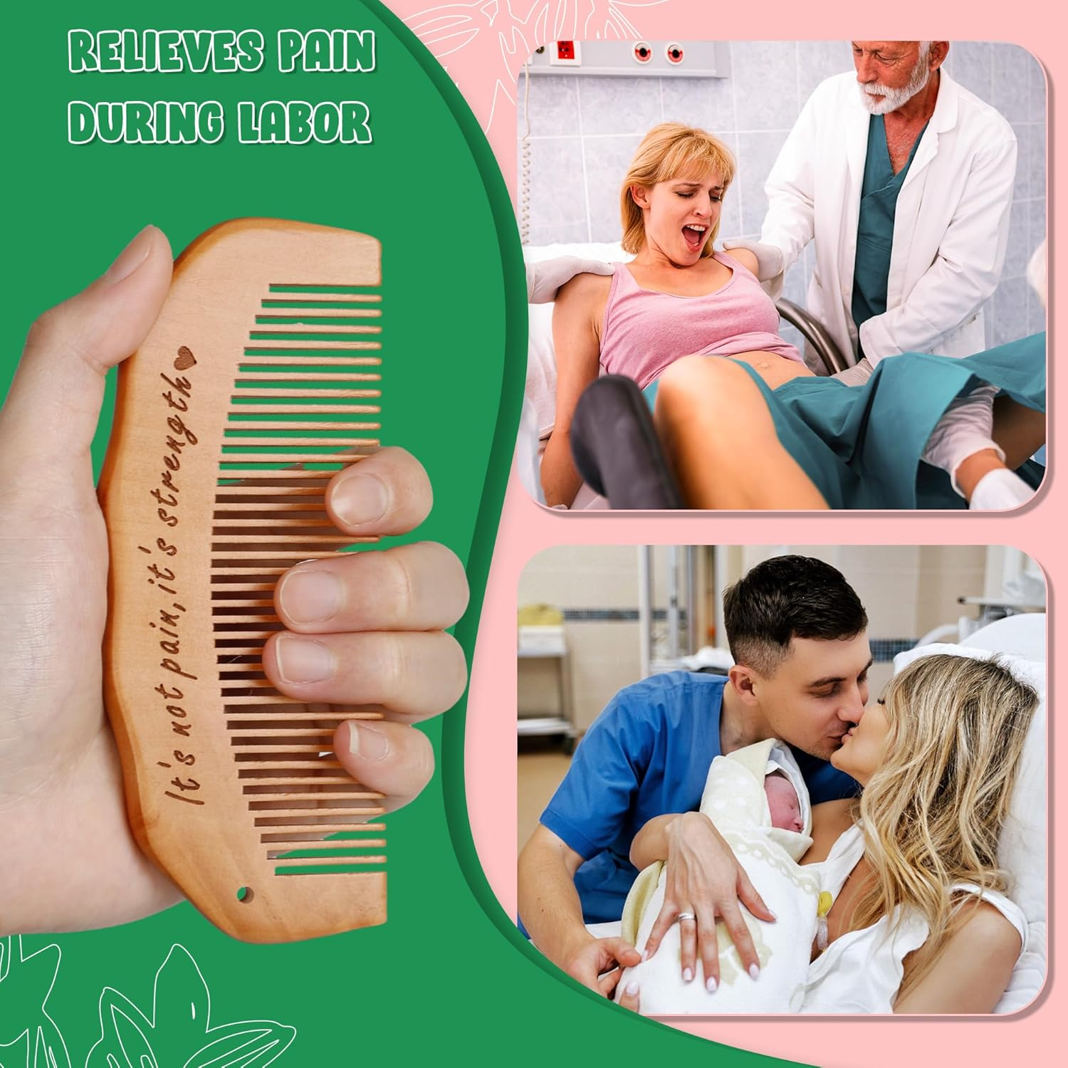 Arrozon Birth Comb for Women Labor, Wooden Labor Comb Natural Labor and Delivery Essentials, Birthing Comb Labor Gifts for Pregnant Women, Wood Comb Baby Shower Gifts (Designed for Moms) image number 2
